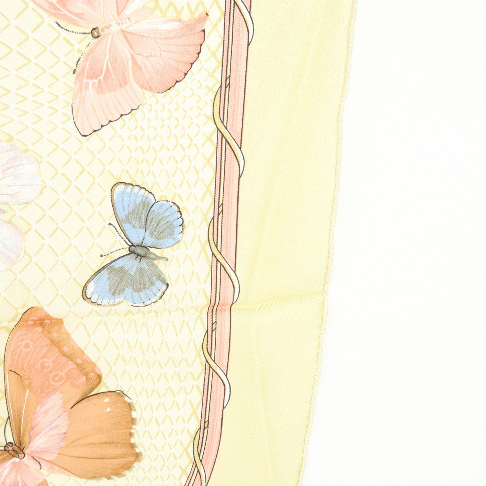 HERMES Carre 90 Set of 2 Silk 100% Scarf Beige Pink Green Yellow