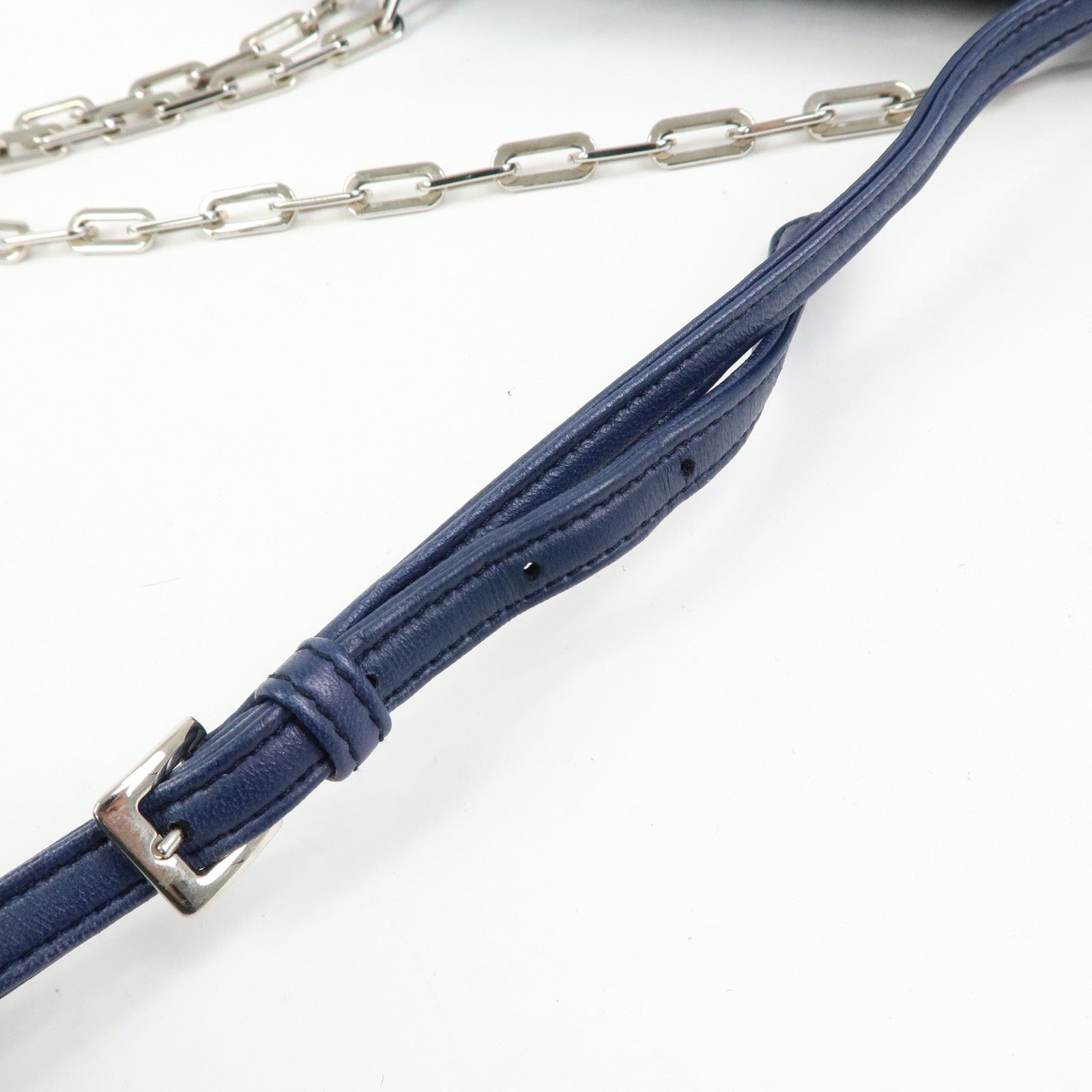 MIU MIU Matelasse Nappa Leather Shoulder Bag Chain Bag Navy