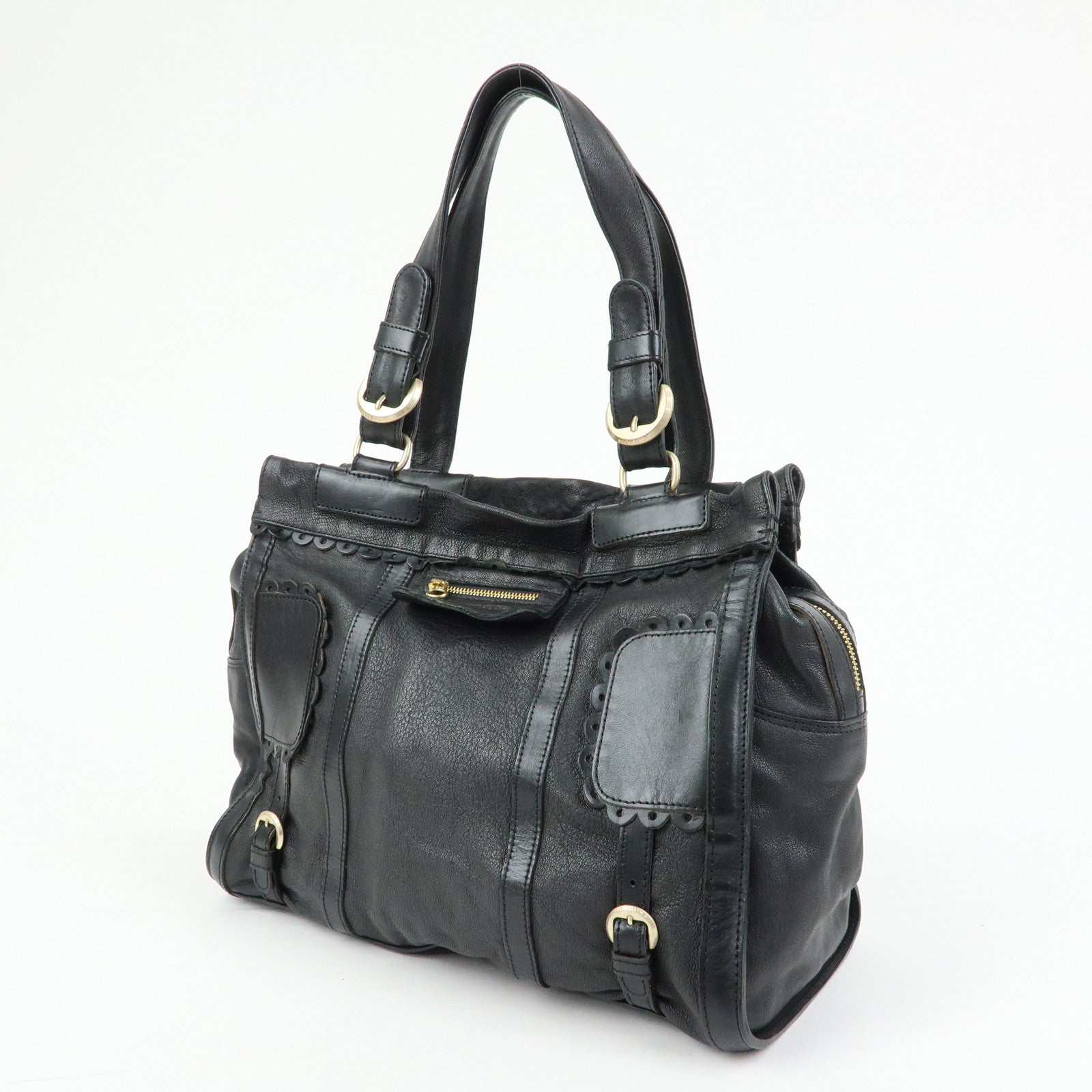 Chloe See by Chloe Leather Tote Bag Hand Bag Shoulder Bag Black