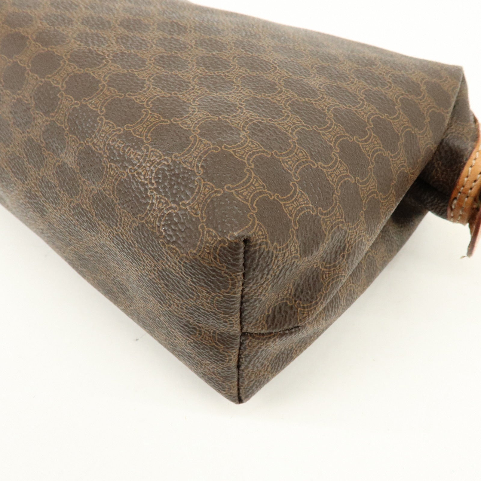 CELINE Macadam PVC Leather Pouch Cosmetic Pouch Brown