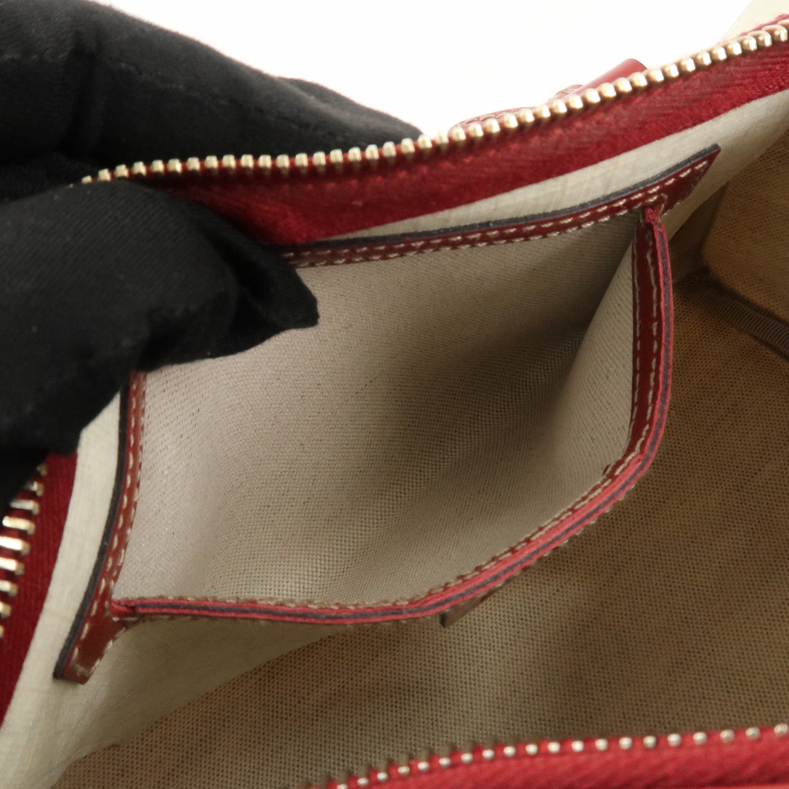 GUCCI Joyline GG Supreme Leather Mini Boston Bag White Red 190257 Used