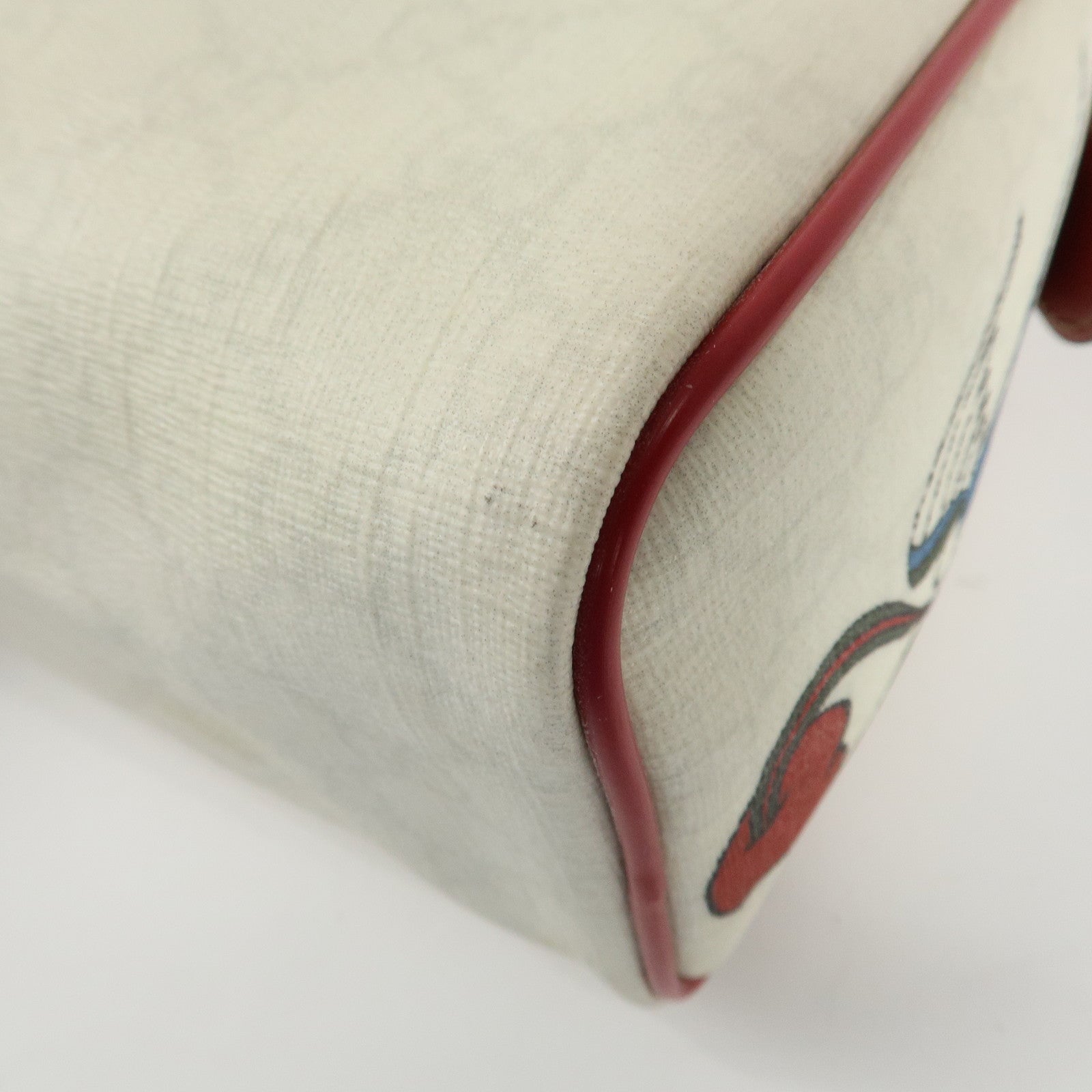 GUCCI Joyline GG Supreme Leather Mini Boston Bag White Red 190257 Used