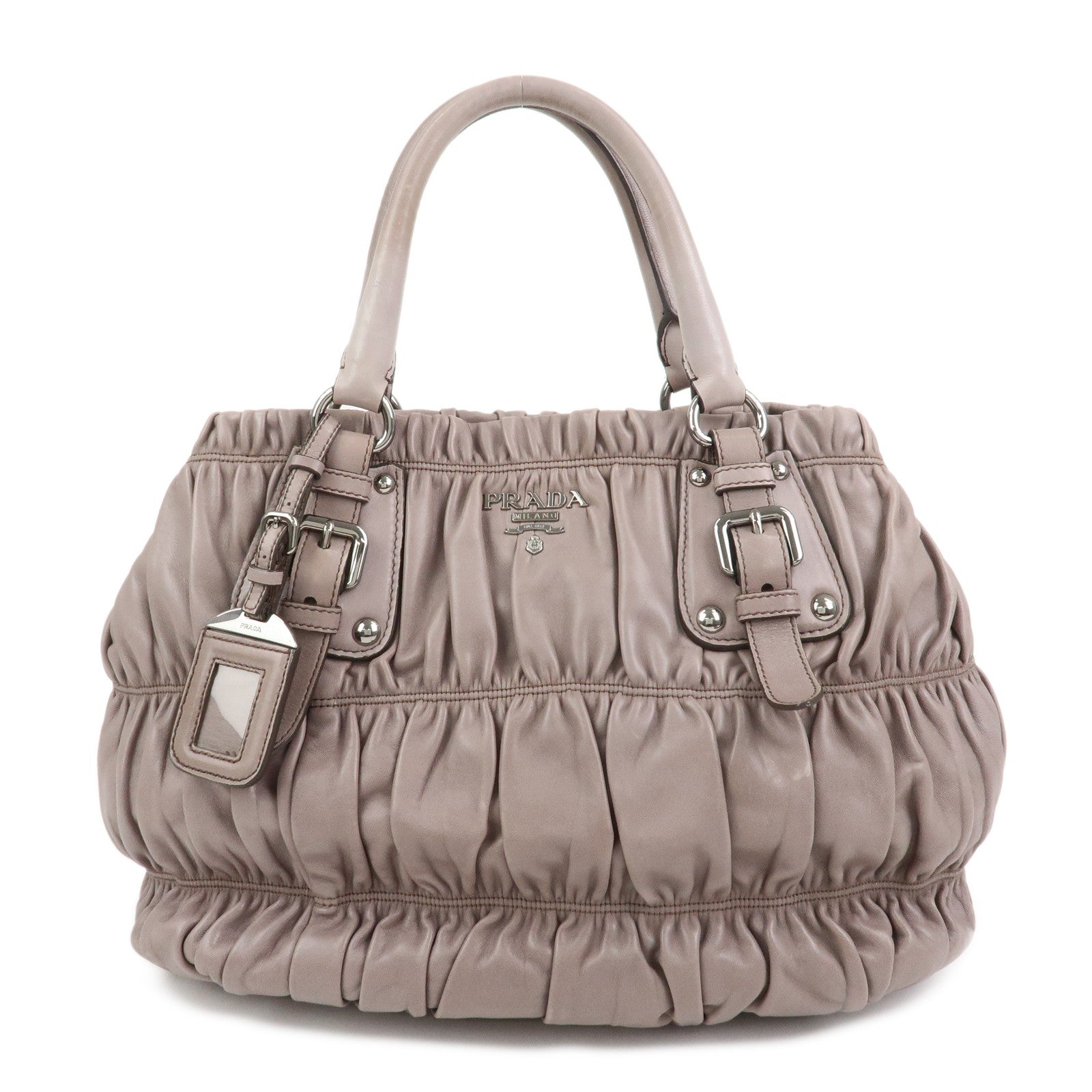 PRADA Logo Nappa Leather 2Way Bag Shoulder Bag Hand Bag Gray