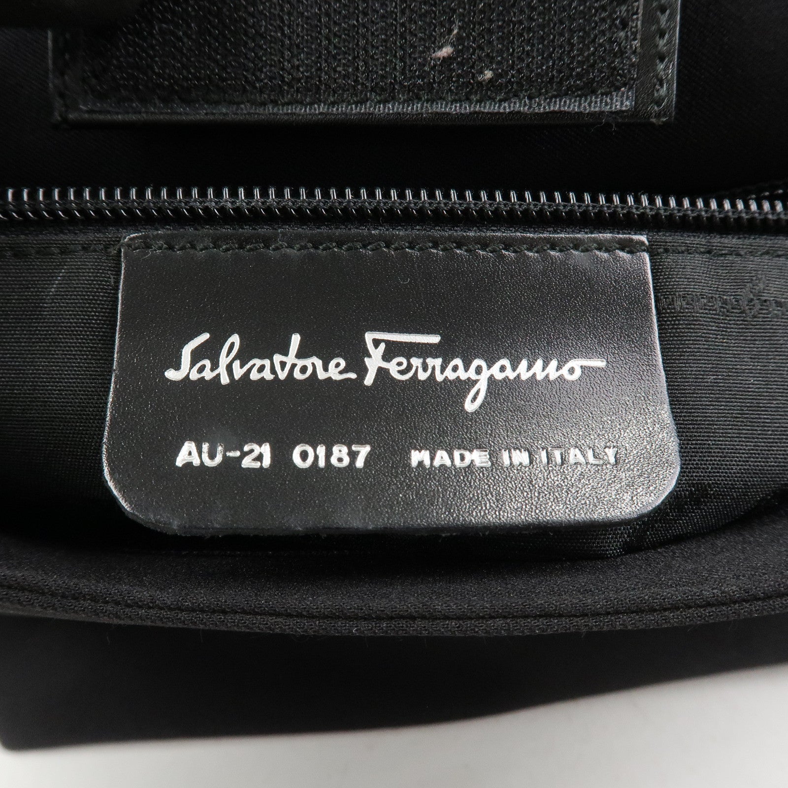 Ferragamo Logo Nylon Hand Bag Shoulder Bag Black