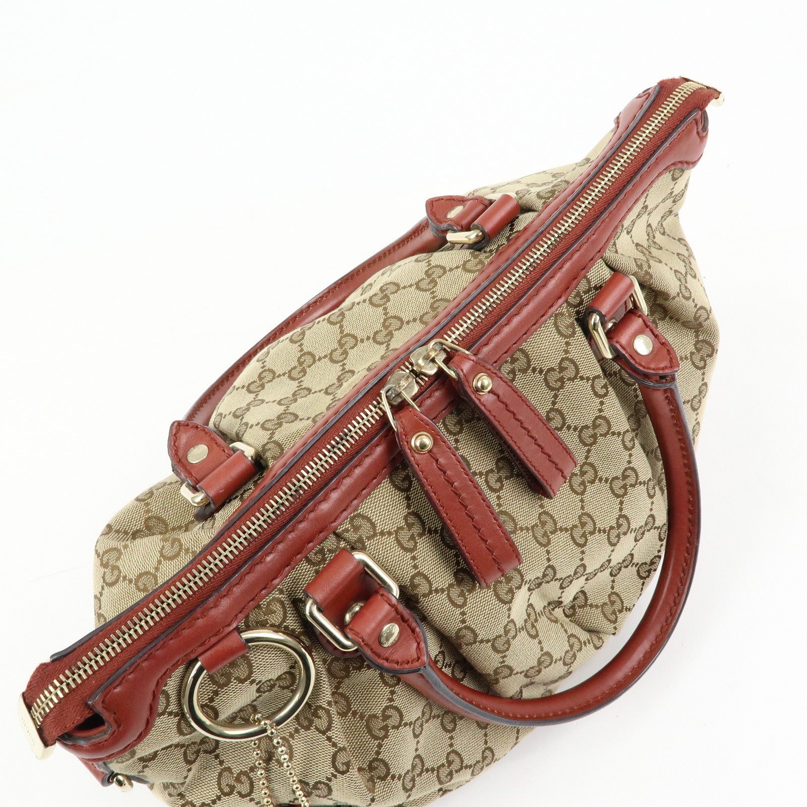 GUCCI Interlocking G GG Canvas Leather 2Way Bag Beige Red 247902