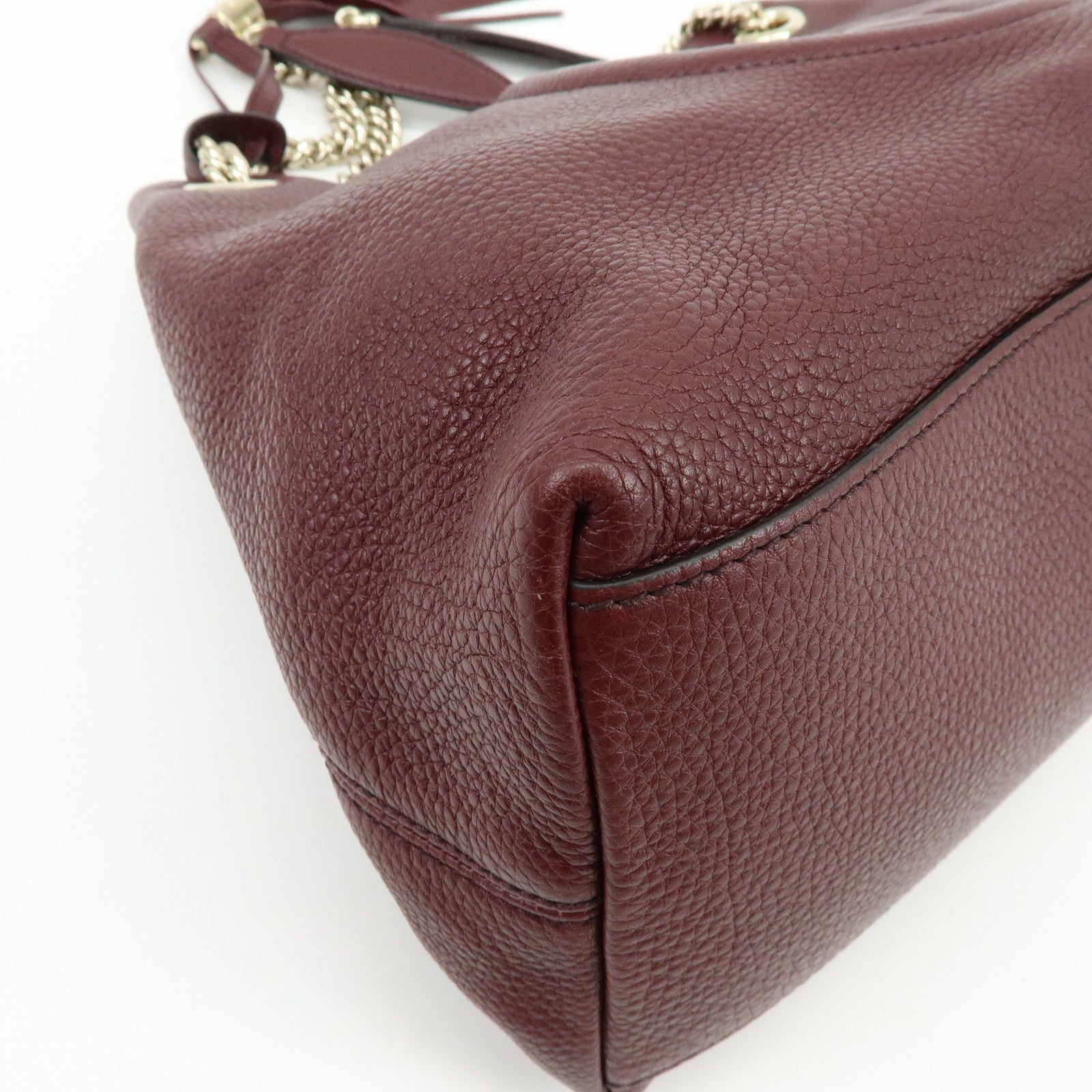 GUCCI SOHO Leather Chain Shoulder Bag Hand Bag Wine Red 308982