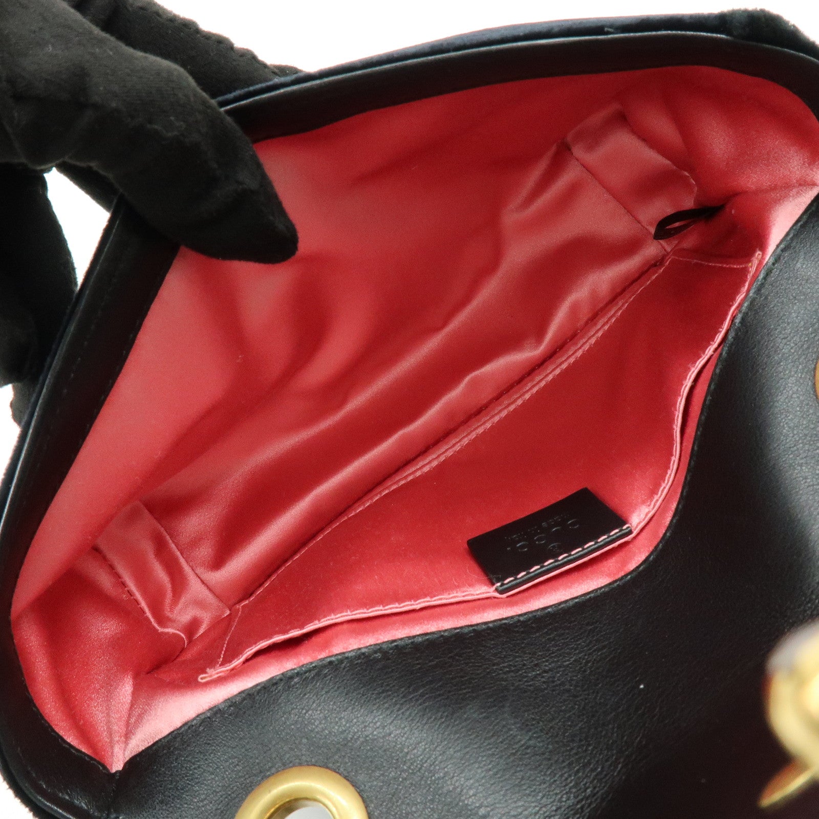 GUCCI GG Marmont Small Velvet Chain Shoulder Bag Black 446744