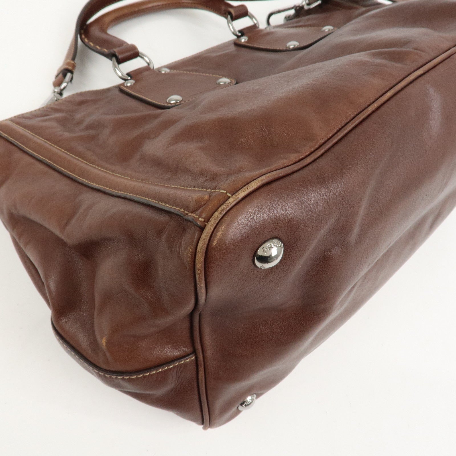 PRADA Triangle Logo 2Way Bag Tote Bag Shoulder Bag BN1889