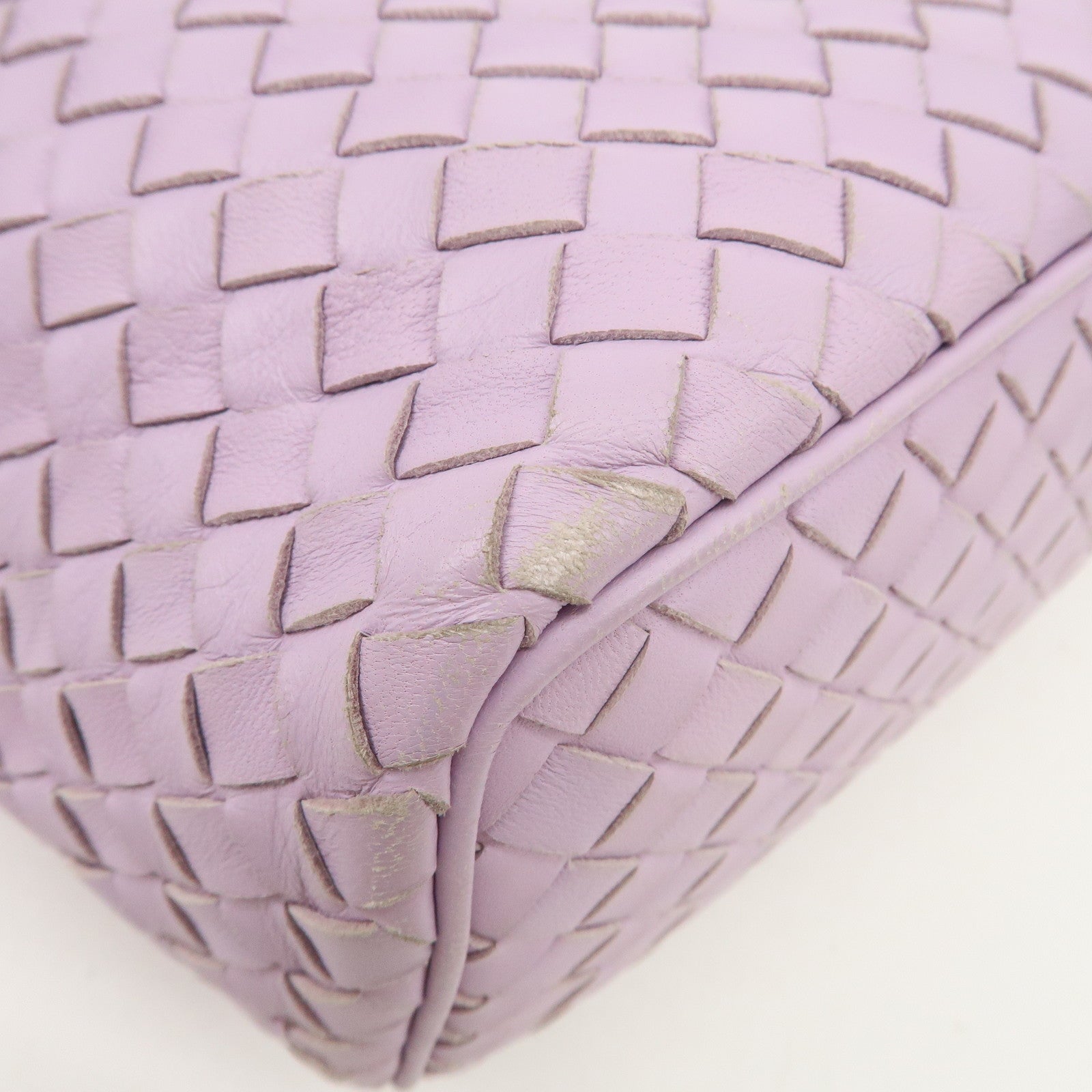 BOTTEGA VENETA Intrecciato Leather Shoulder Bag Hand Bag Purple Used