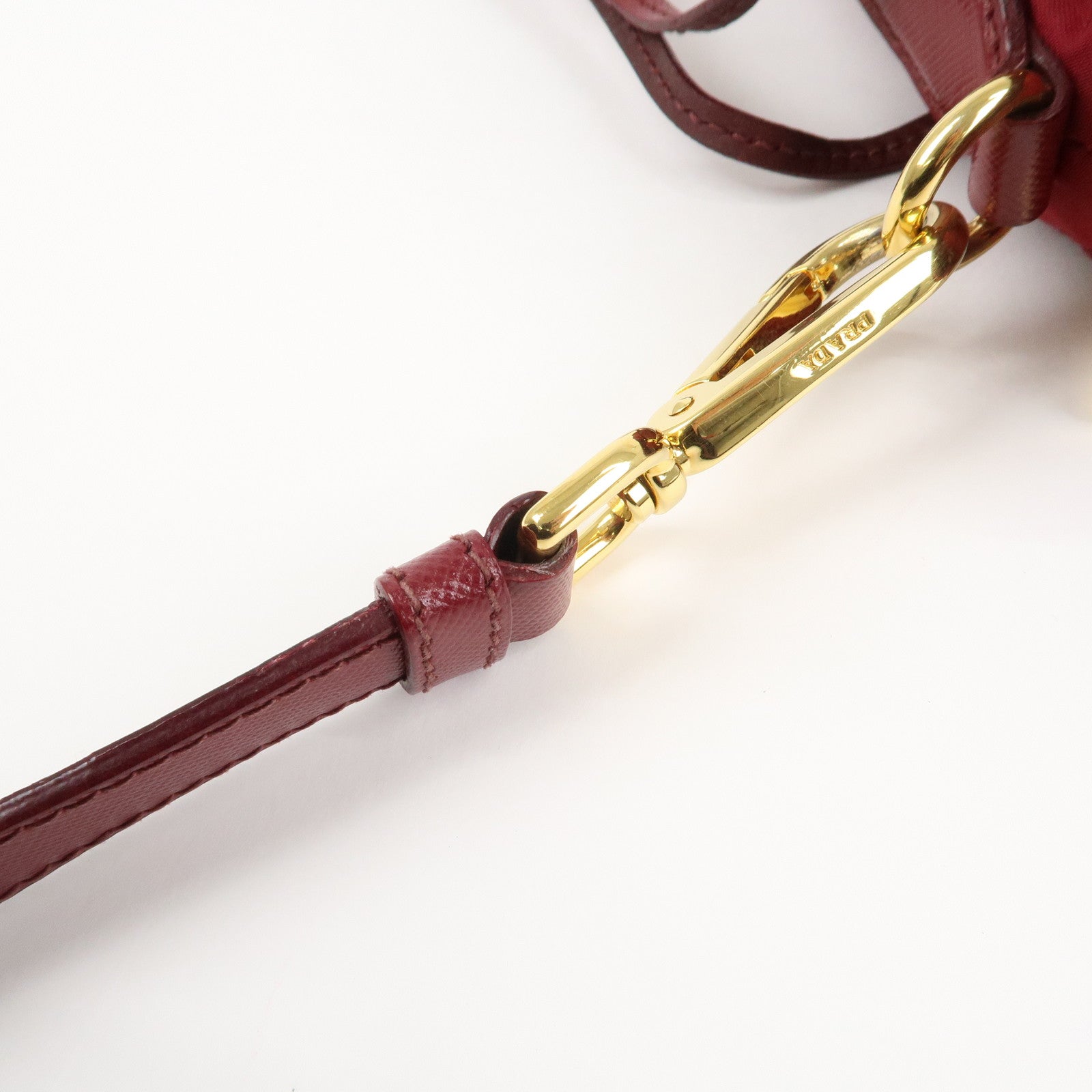 PRADA Logo Nylon Leather Shoulder Bag Crossbody Bag Bordeaux BT0692 Used