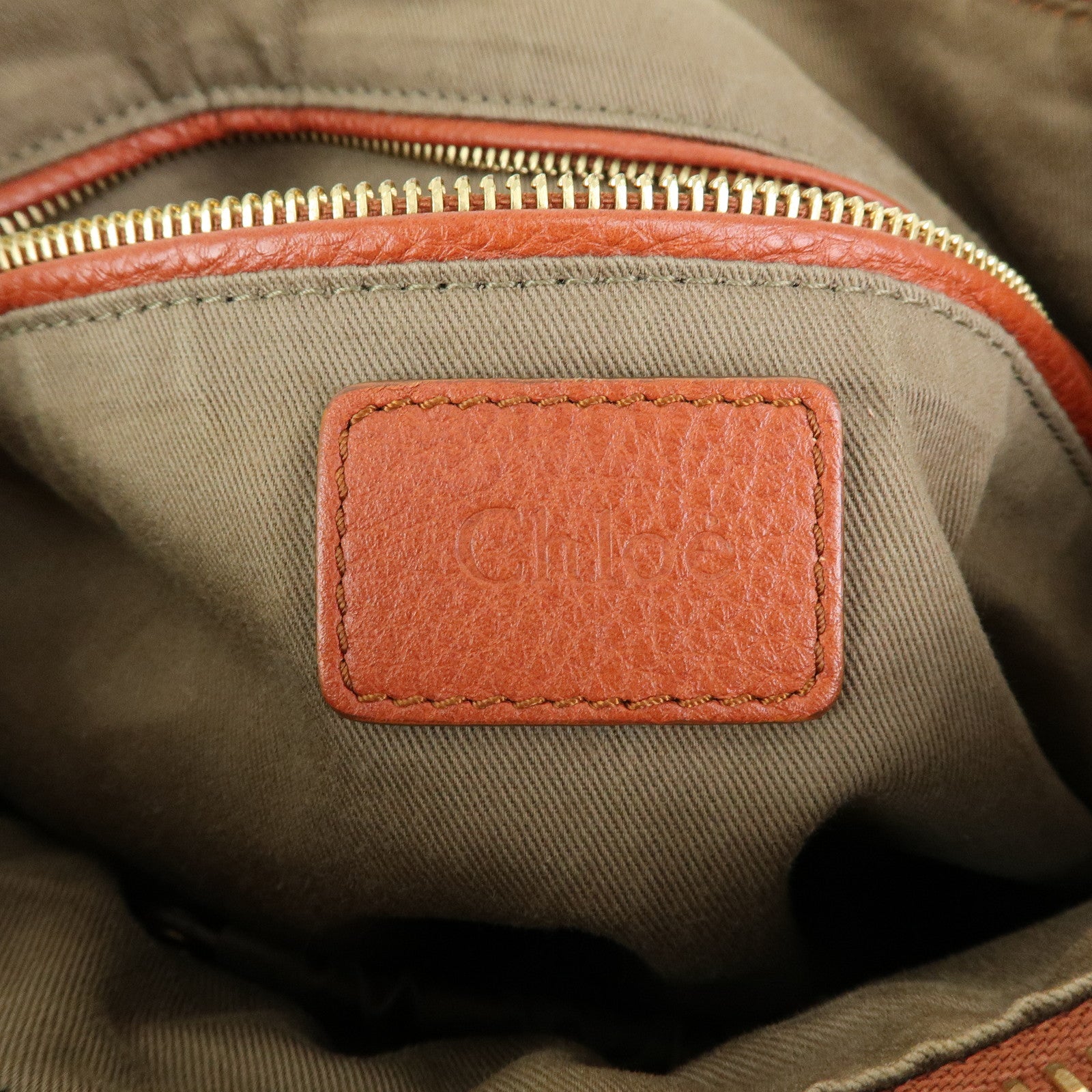 Chloe Marcie Leather Shoulder Bag Tote Bag Red Brown