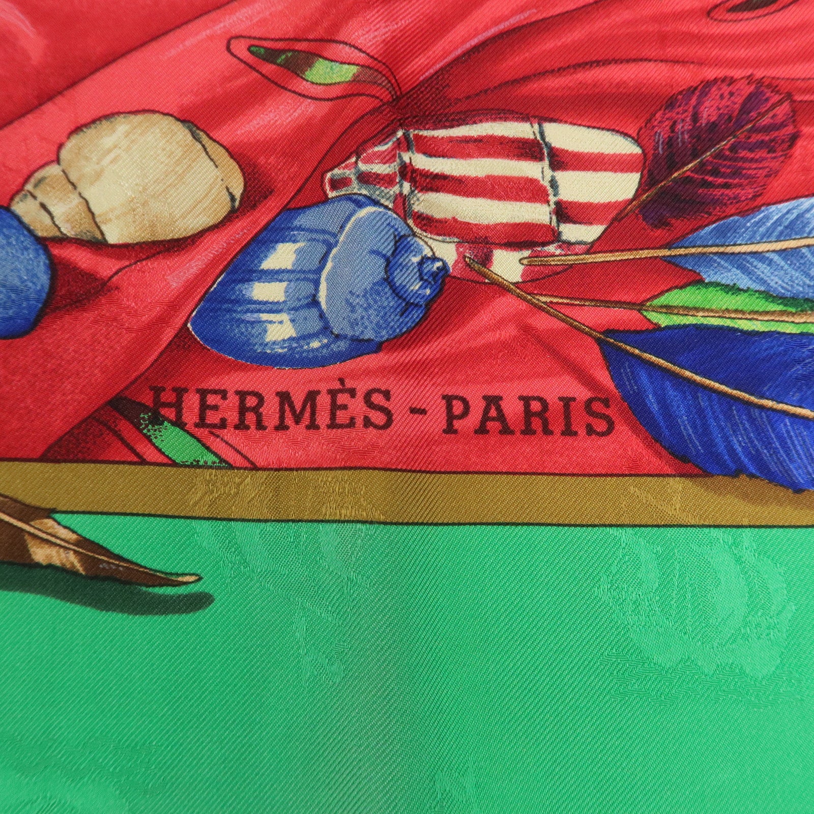 HERMES Carre 90 Silk 100% Scarf Christophe Colomb Green Blue