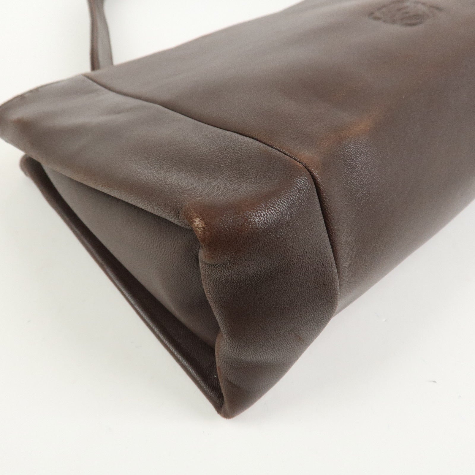 LOEWE Anagram Lamb Skin Shoulder Bag Hand Bag Brown