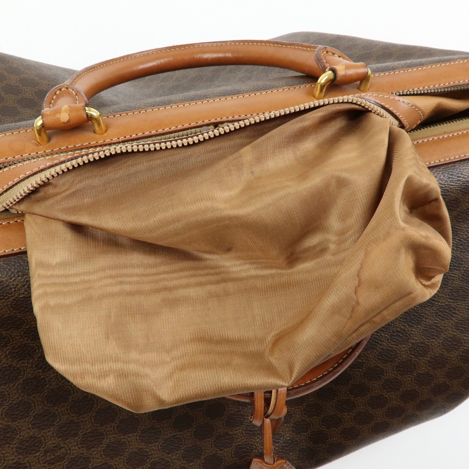 CELINE Macadam PVC Leather 2WAY Bag Boston Bag Shoulder Bag Brown