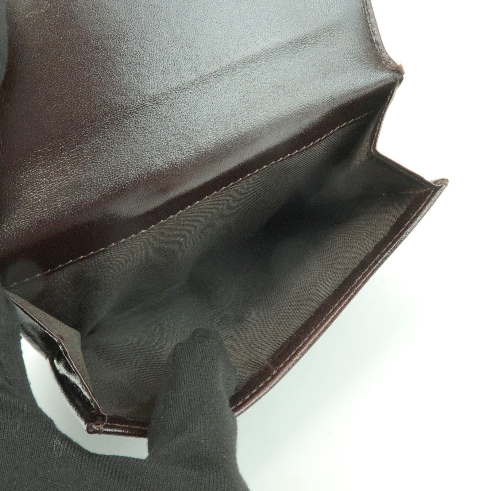 FENDI Zucca Leather Canvas Double Hook Bi-fold Wallet Brown 30795 Used