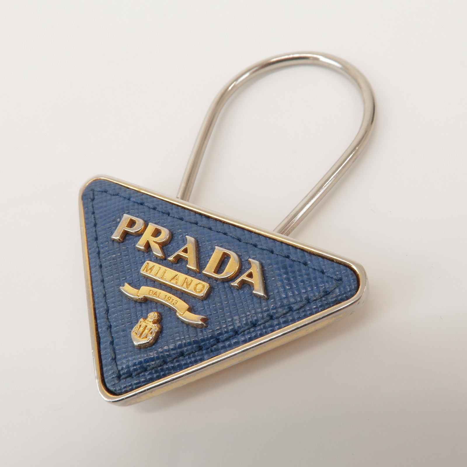 PRADA Triangle Logo Metal Saffiano Leather Set of 2 Key Holders