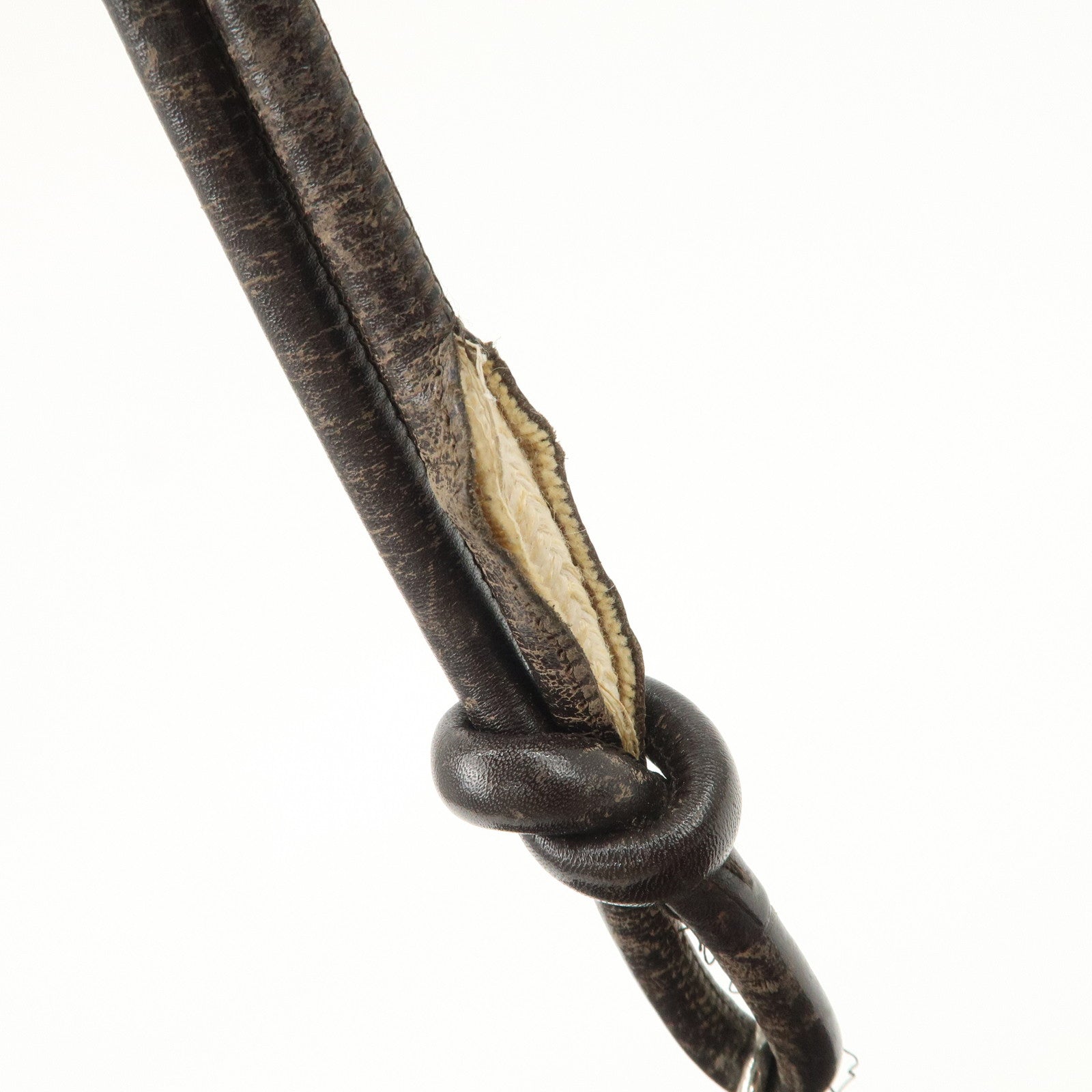 CHANEL Cambon Line Lamb Skin Bowling Bag Hand Bag Brown A25171 Used