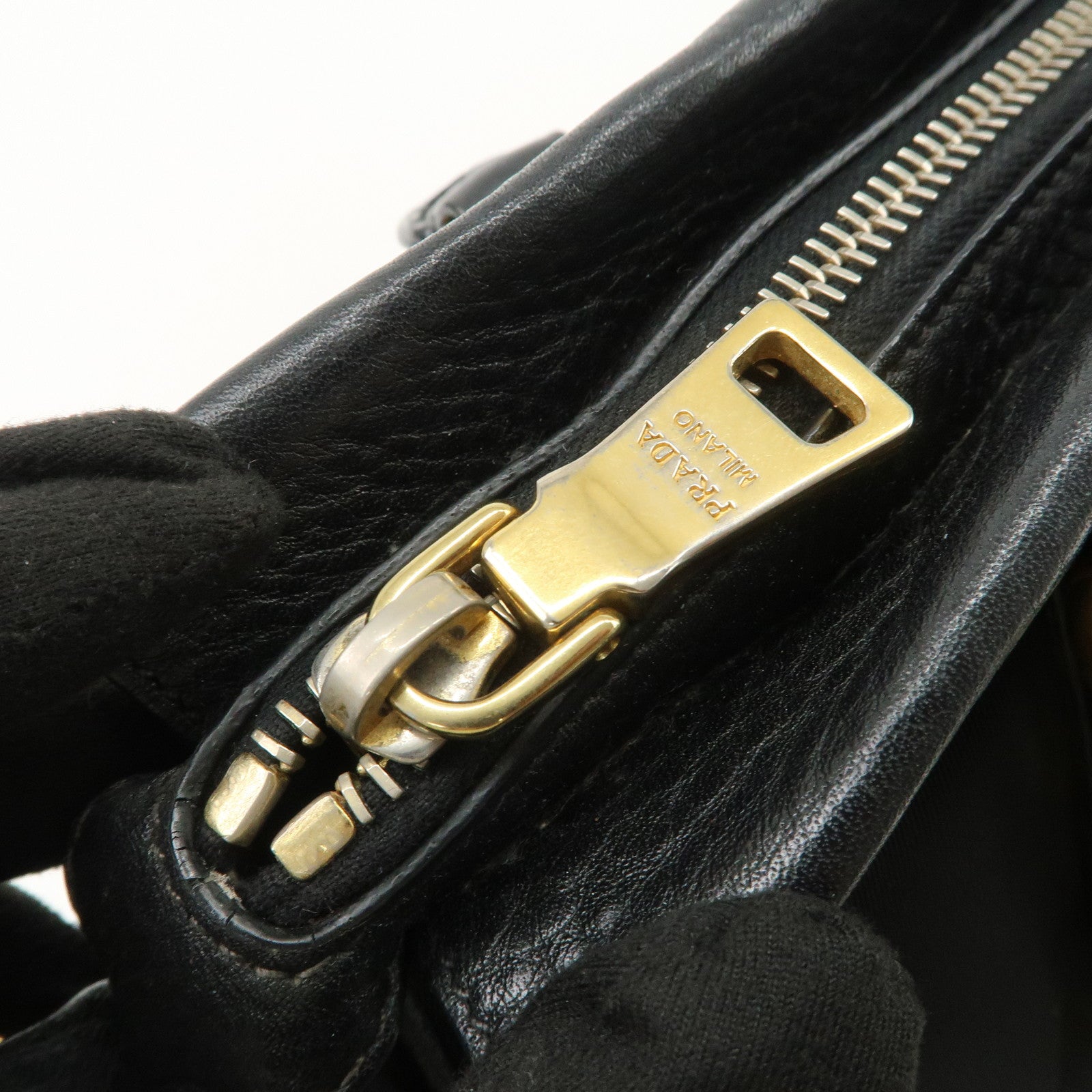 PRADA Nylon Leather 2WAY Bag Hand Bag Shoulder Bag Black BN2032