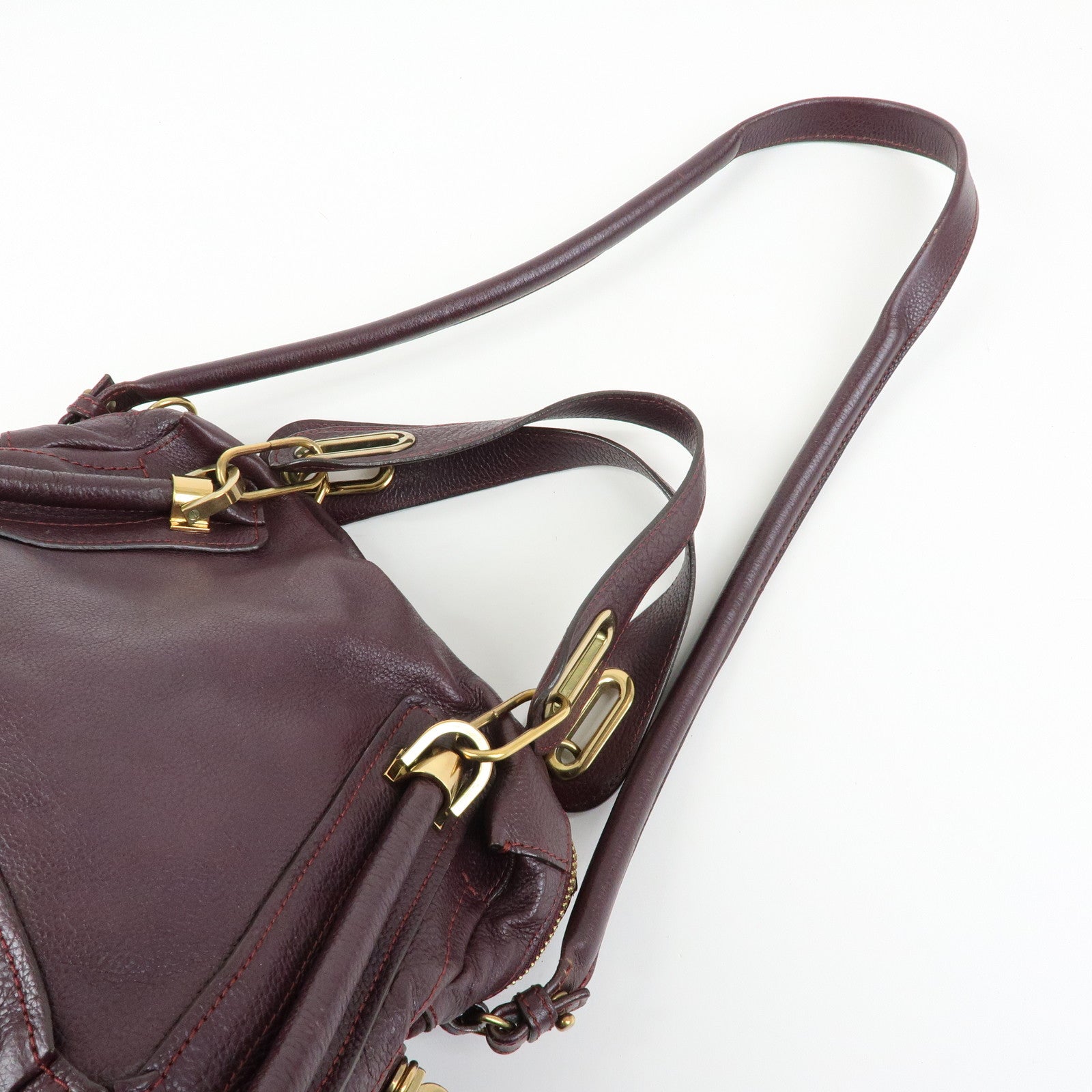 Chloe Paraty Leather 2Way Bag Shoulder Bag Hand Bag Purple