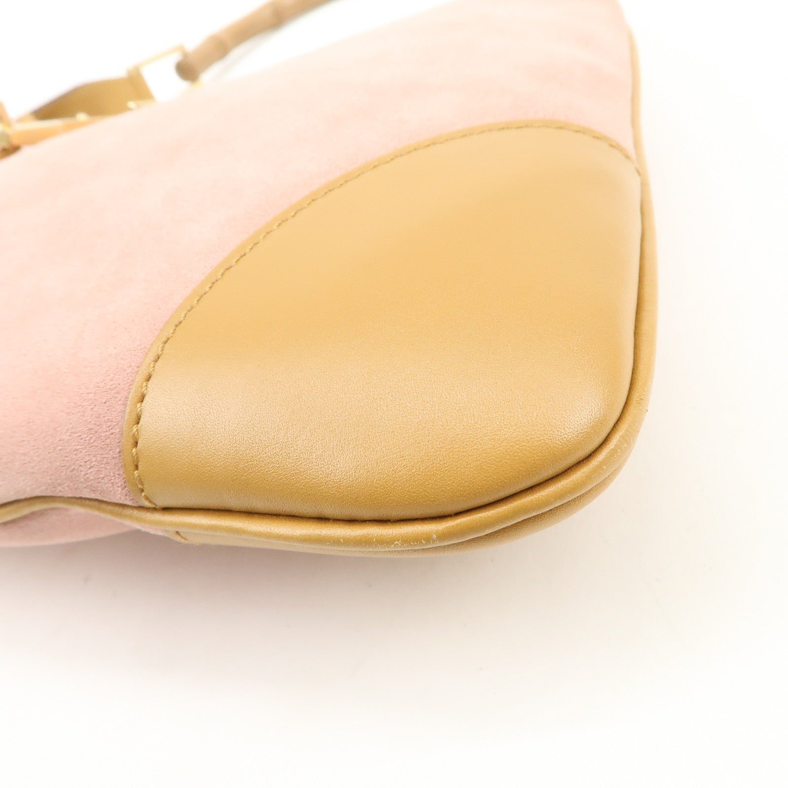 GUCCI Bamboo Kandinsky Suede Shoulder Bag Pink Beige 001.4060
