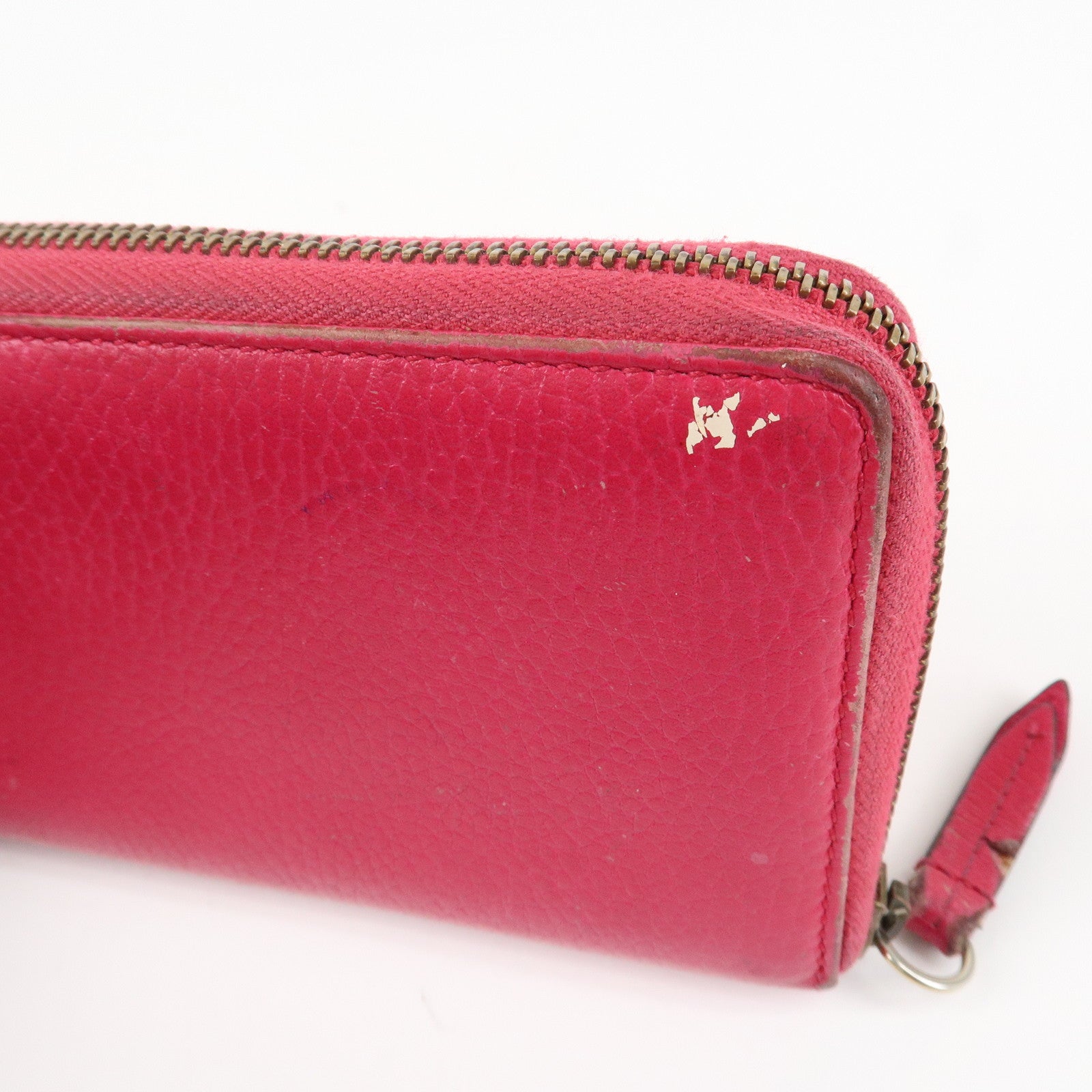 GUCCI Set of 3 Leather Long Wallet Round Zippy Wallet Bi-fold Wallet Dark Brown Pink Used