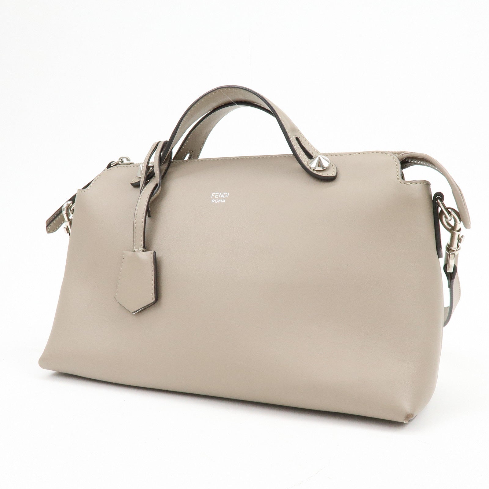 FENDI BY THE WAY Medium Leather 2Way Hand Bag Greige 8BL124