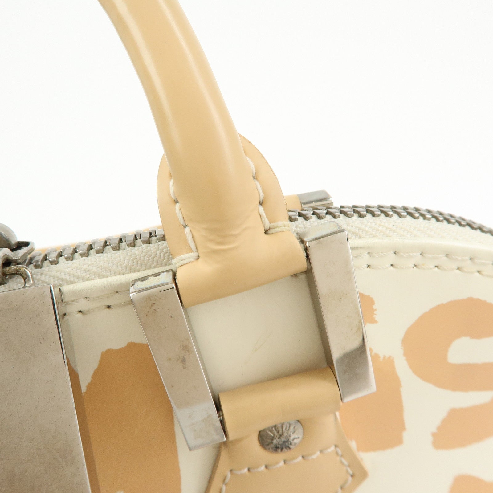 Louis Vuitton Alma MM Graffiti Leather Hand Bag Beige White M92180