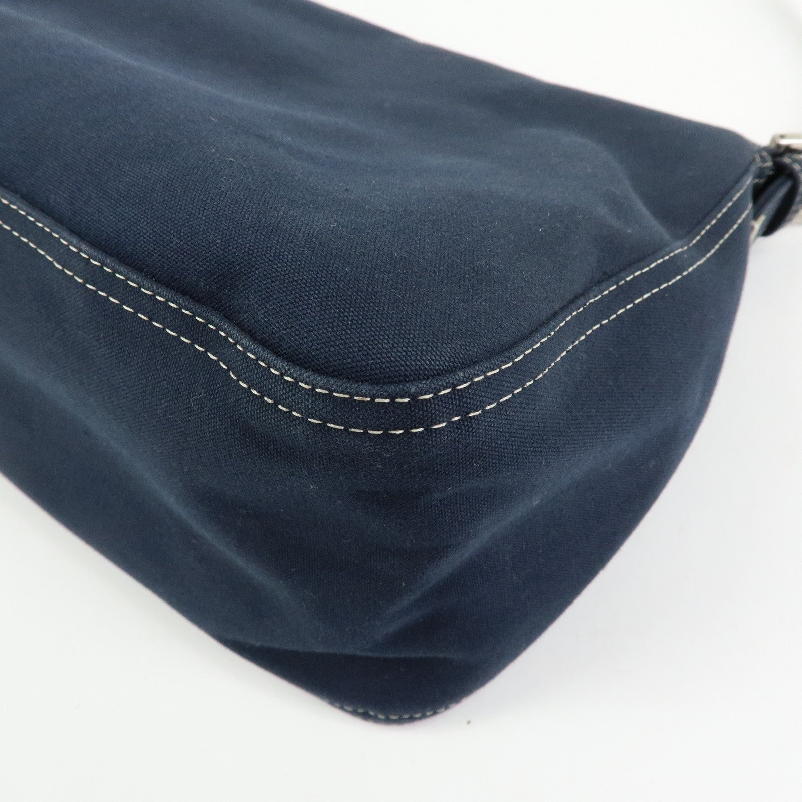 FENDI Mamma Baguette Canvas Shoulder Bag Navy 26325