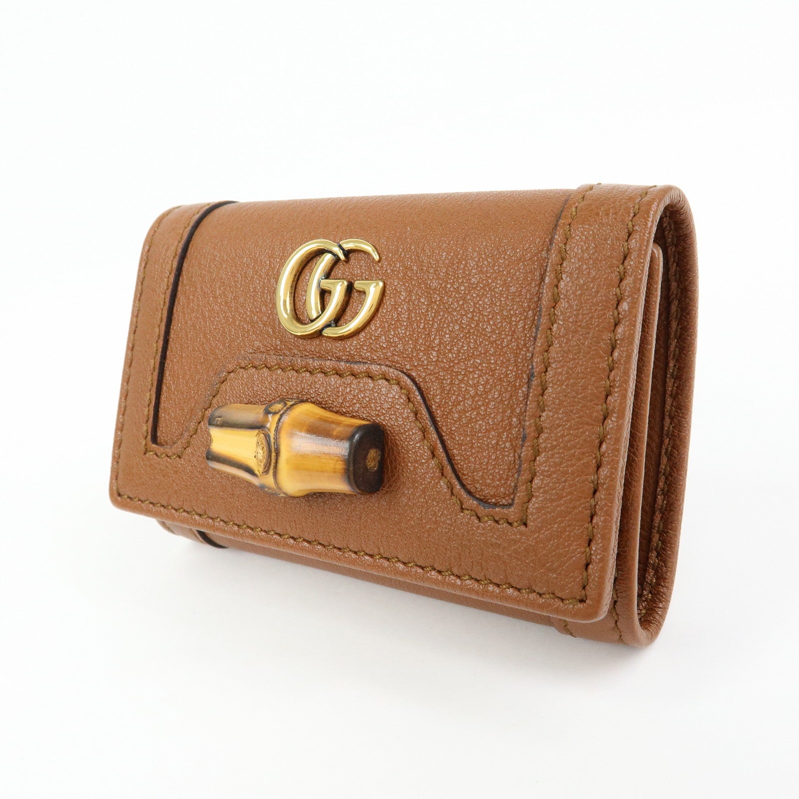 GUCCI GG Marmont Bamboo 6 Key Rings Key Case Brown 658636