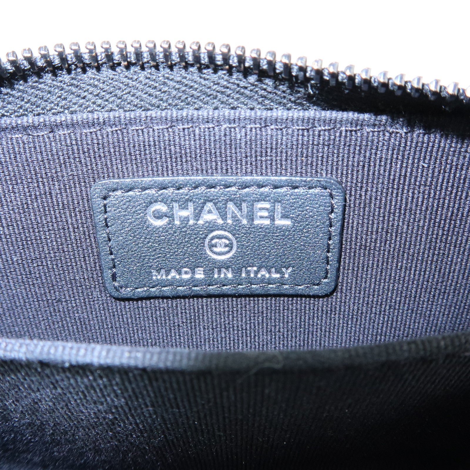 CHANEL COCO Logo Matelasse Lambskin Coin Case Card Case Black