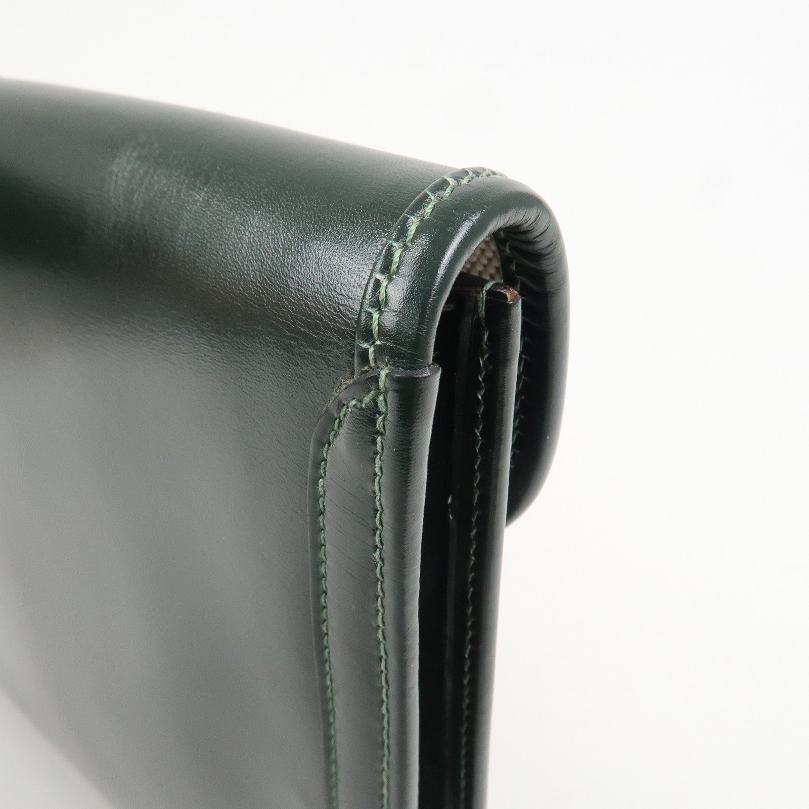 HERMES Box Calf Gige PM Clutch Bag O Stamped Dark Green