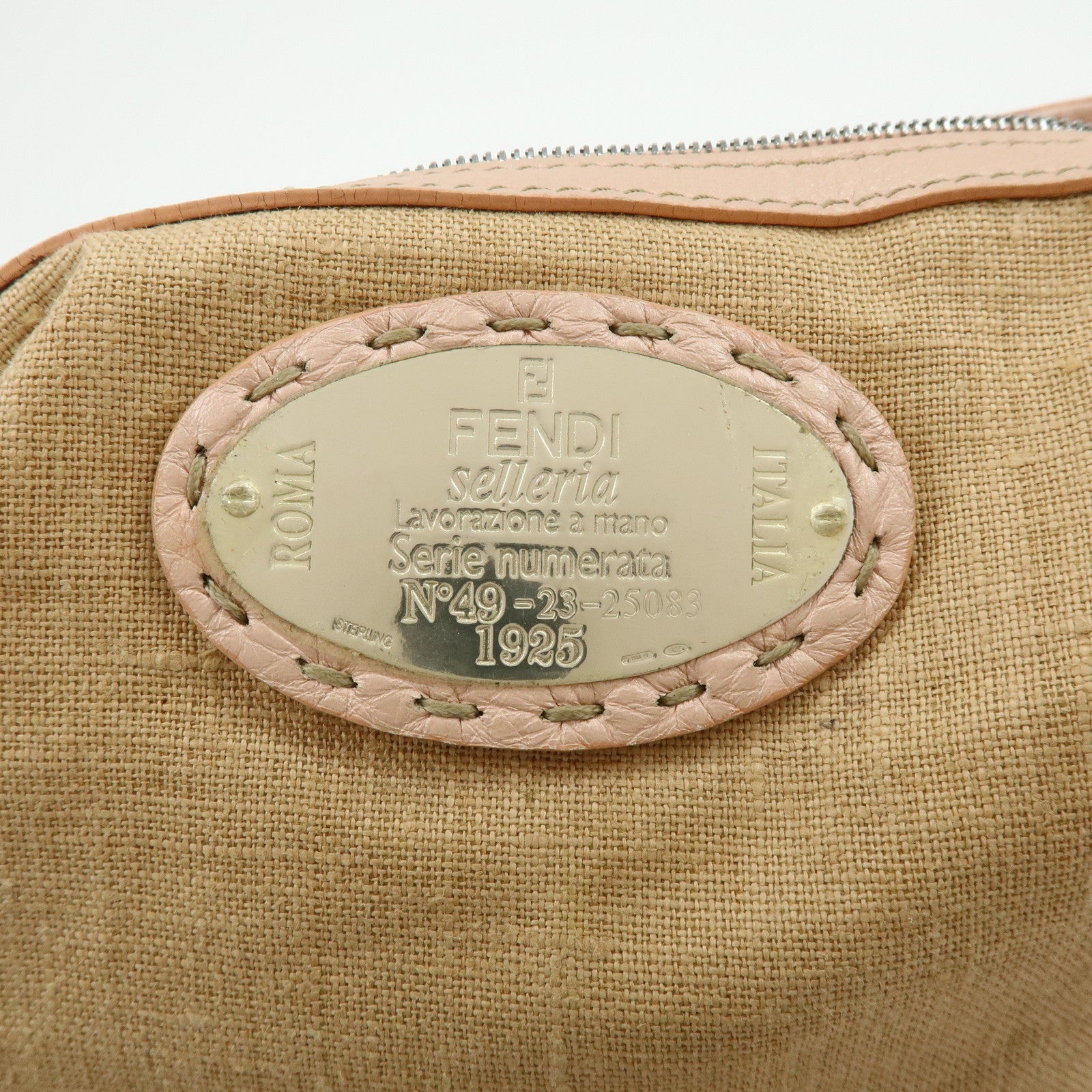 FENDI Selleria Leather Hand Bag Shoulder Bag Pink 8BR458