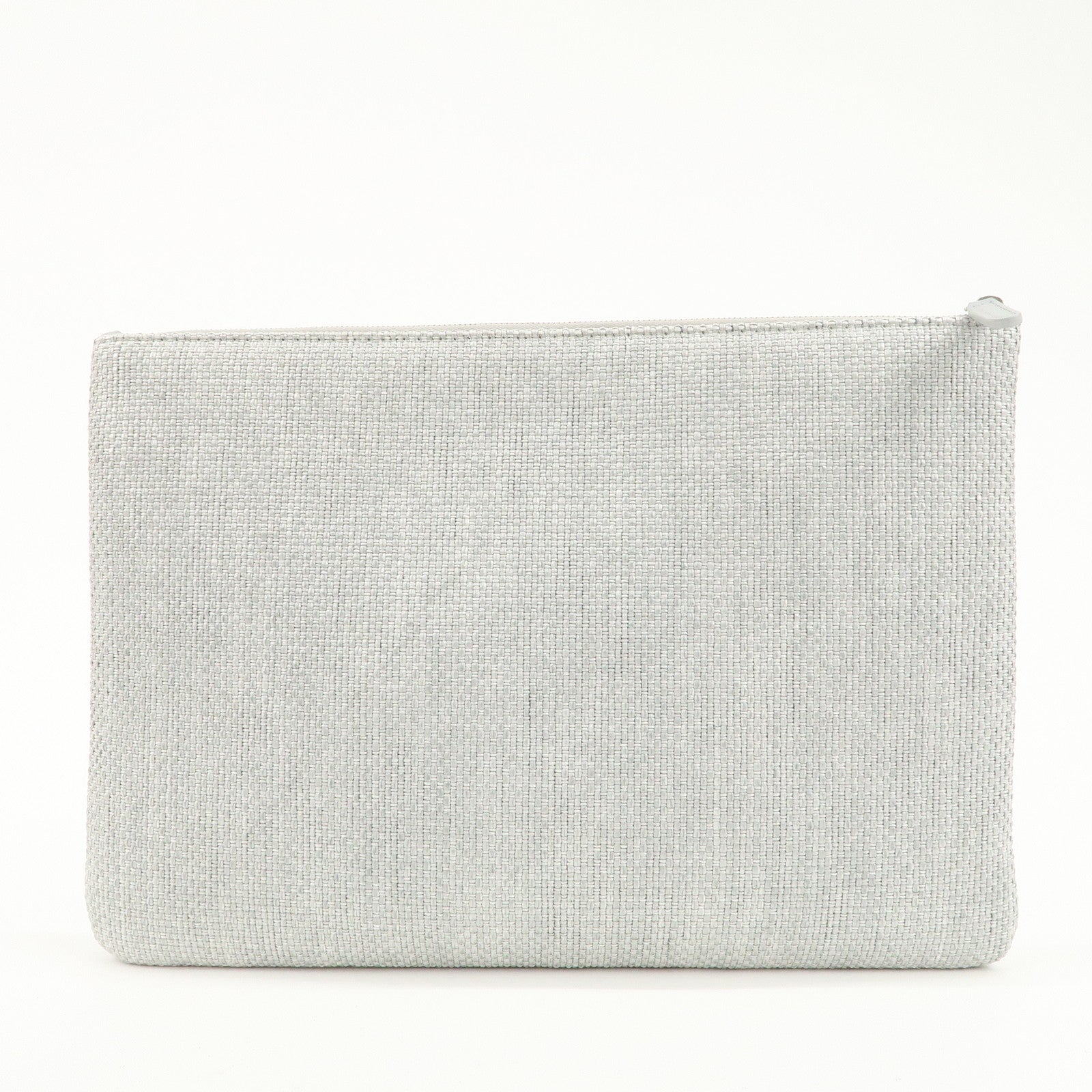 CHANEL Deauville Straw Clutch Bag Pouch Light Gray A80117