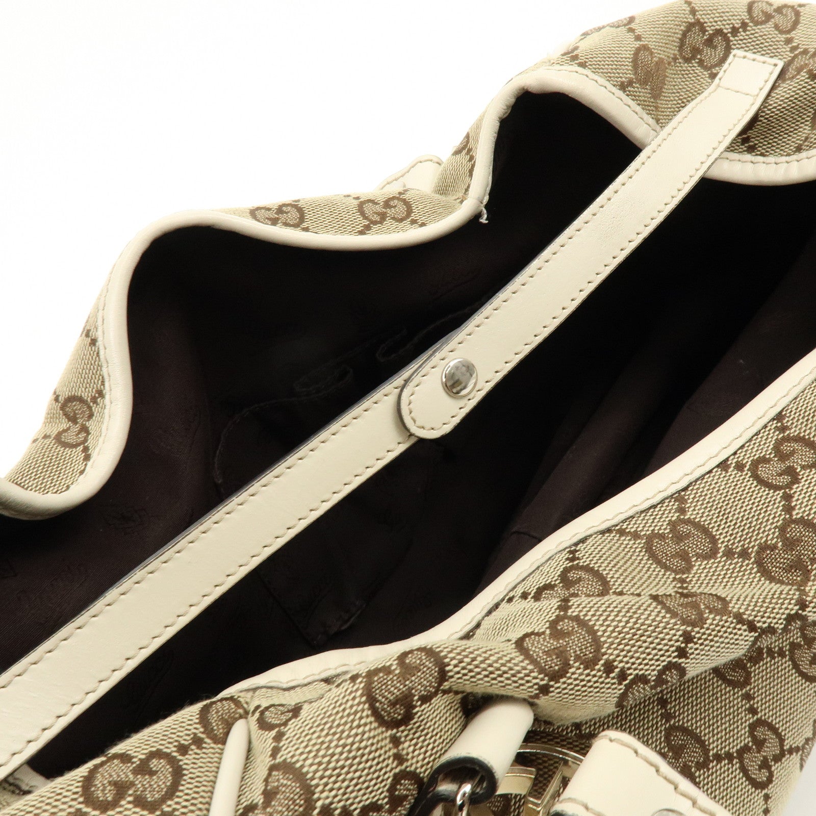 GUCCI Interlocking G GG Twins Canvas Leather Tote Bag Beige 232963