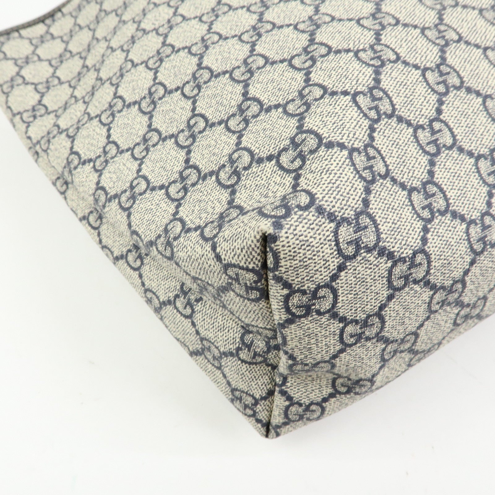 GUCCI Sherry GG Supreme PVC Leather Tote Bag Navy Black 211134