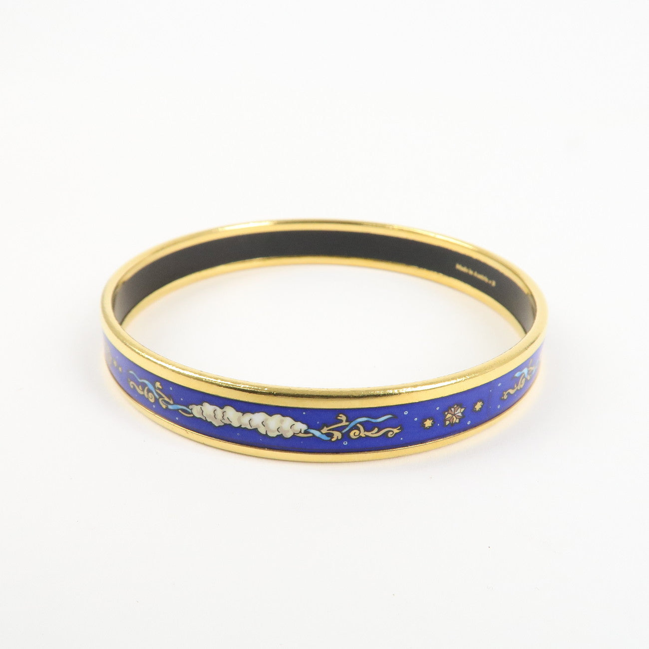 HERMES Email PM Bangle Bracelet Blue Gold Used
