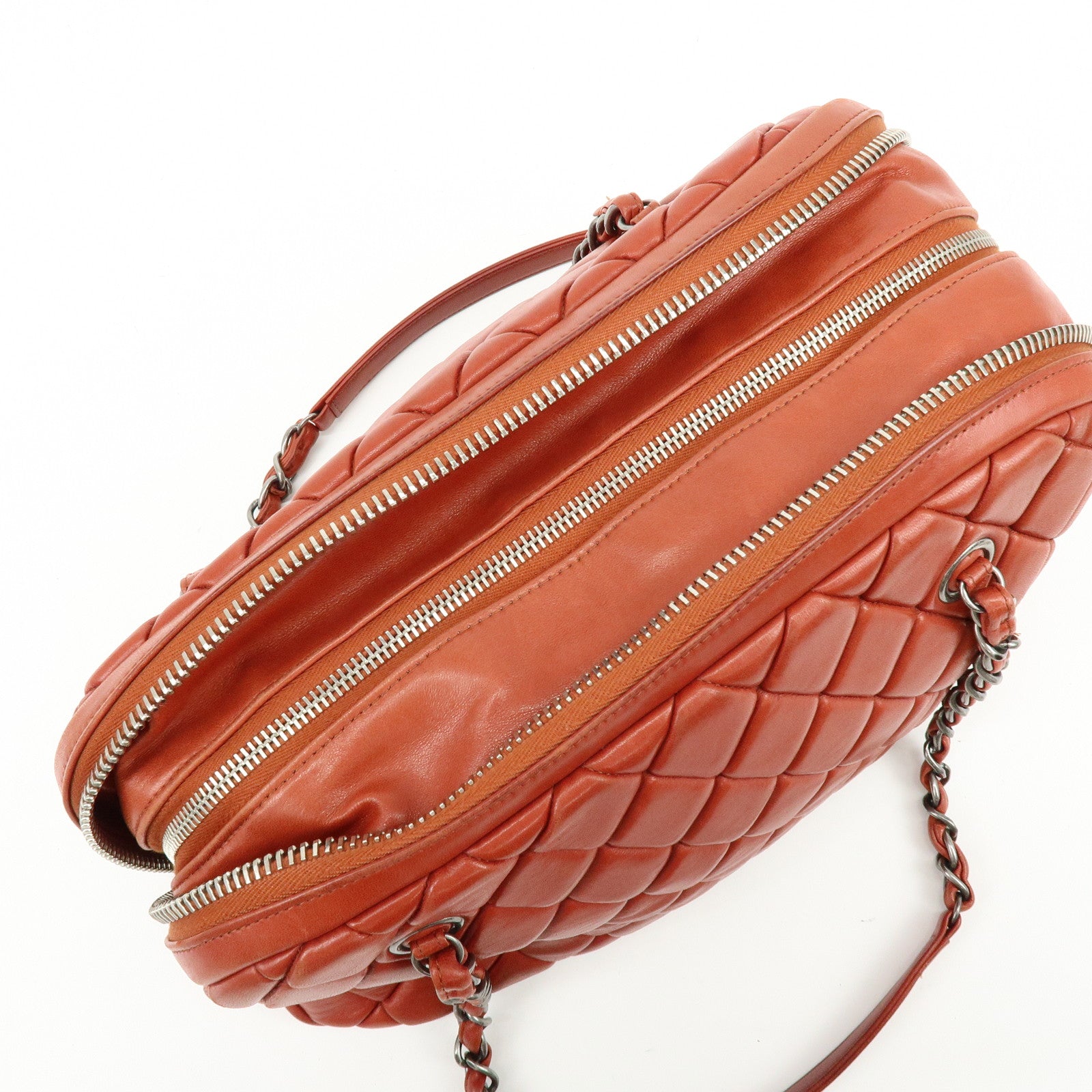 CHANEL Matelasse COCO Mark Lamb Skin Shoulder Bag Red