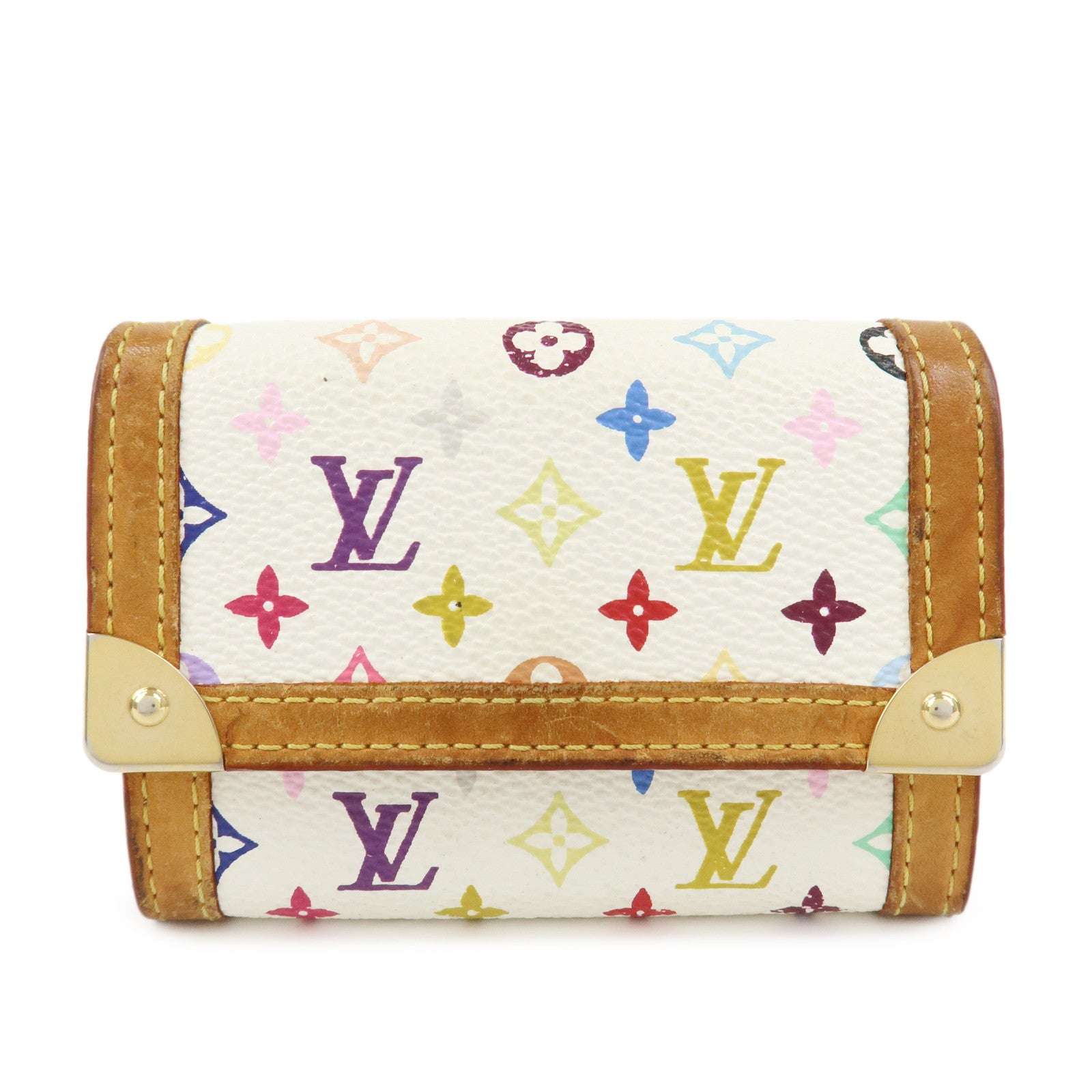 Louis Vuitton Multicolor Porte Monnaie Plat Coin Case Blanc M92657