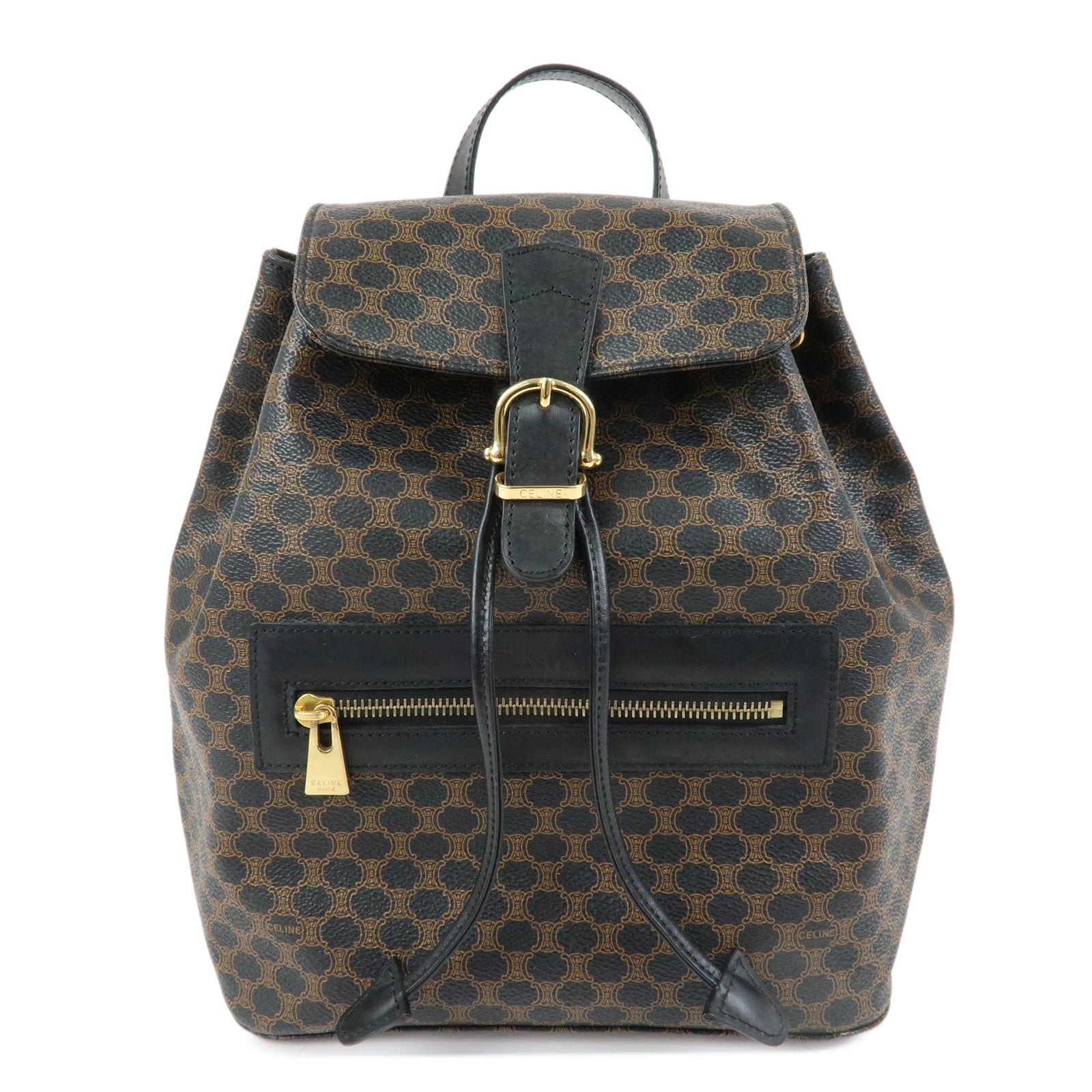 CELINE Macadam PVC Leather Backpack Black Brown