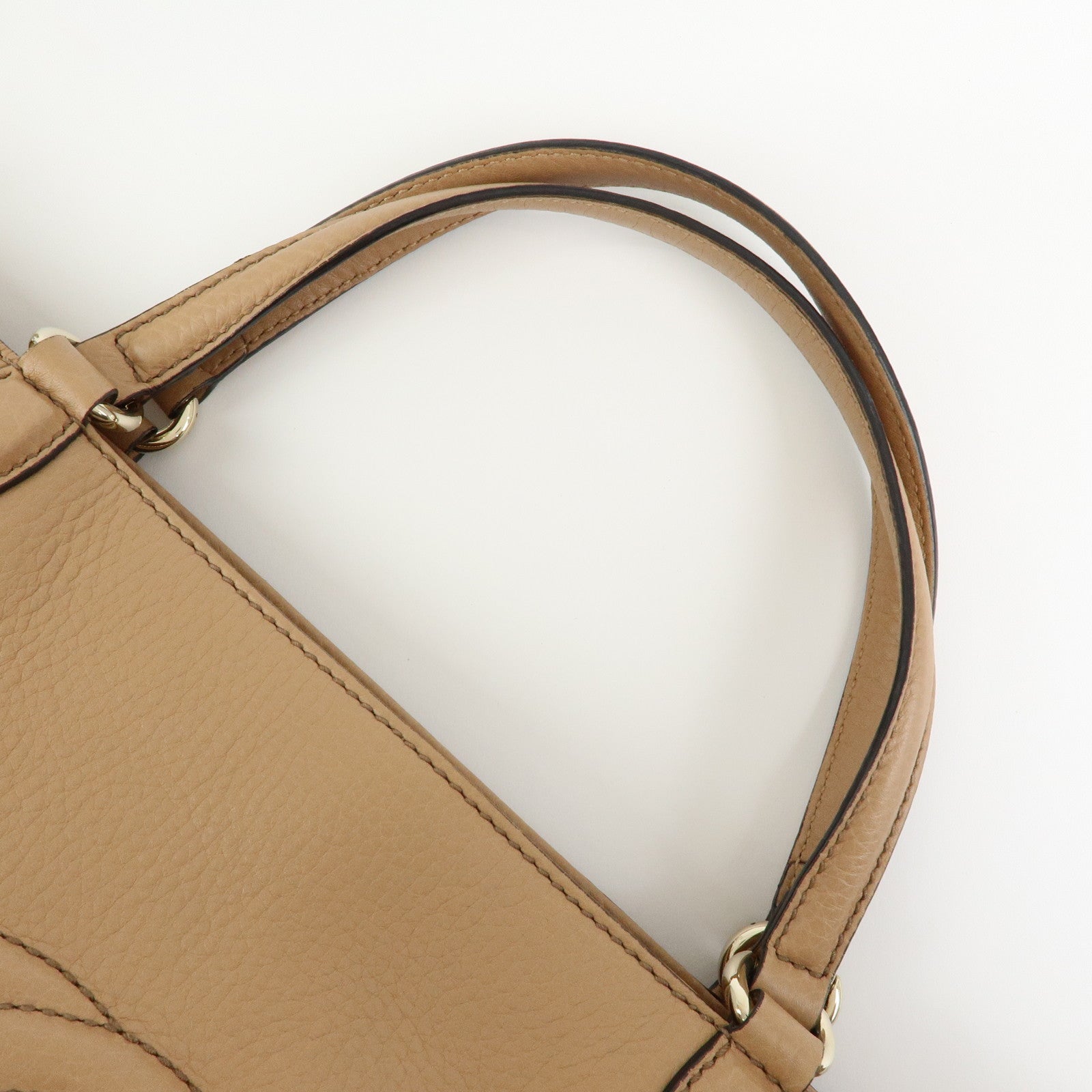 GUCCI SOHO Interlocking G Leather 2Way Hand Bag Beige 369176
