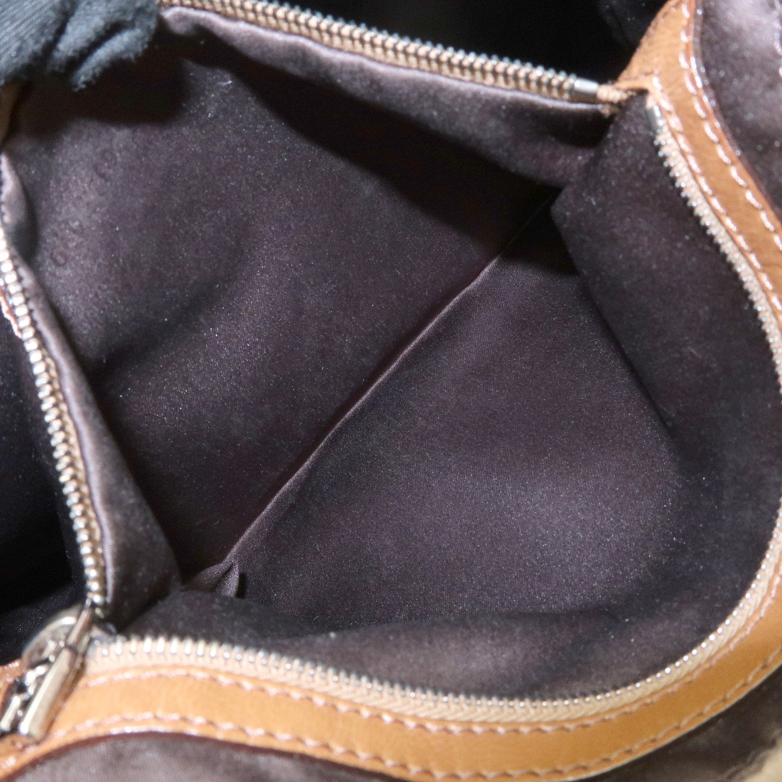 FENDI Zucca Mamma Baguette Wool Shoulder Bag Black Brown 26325