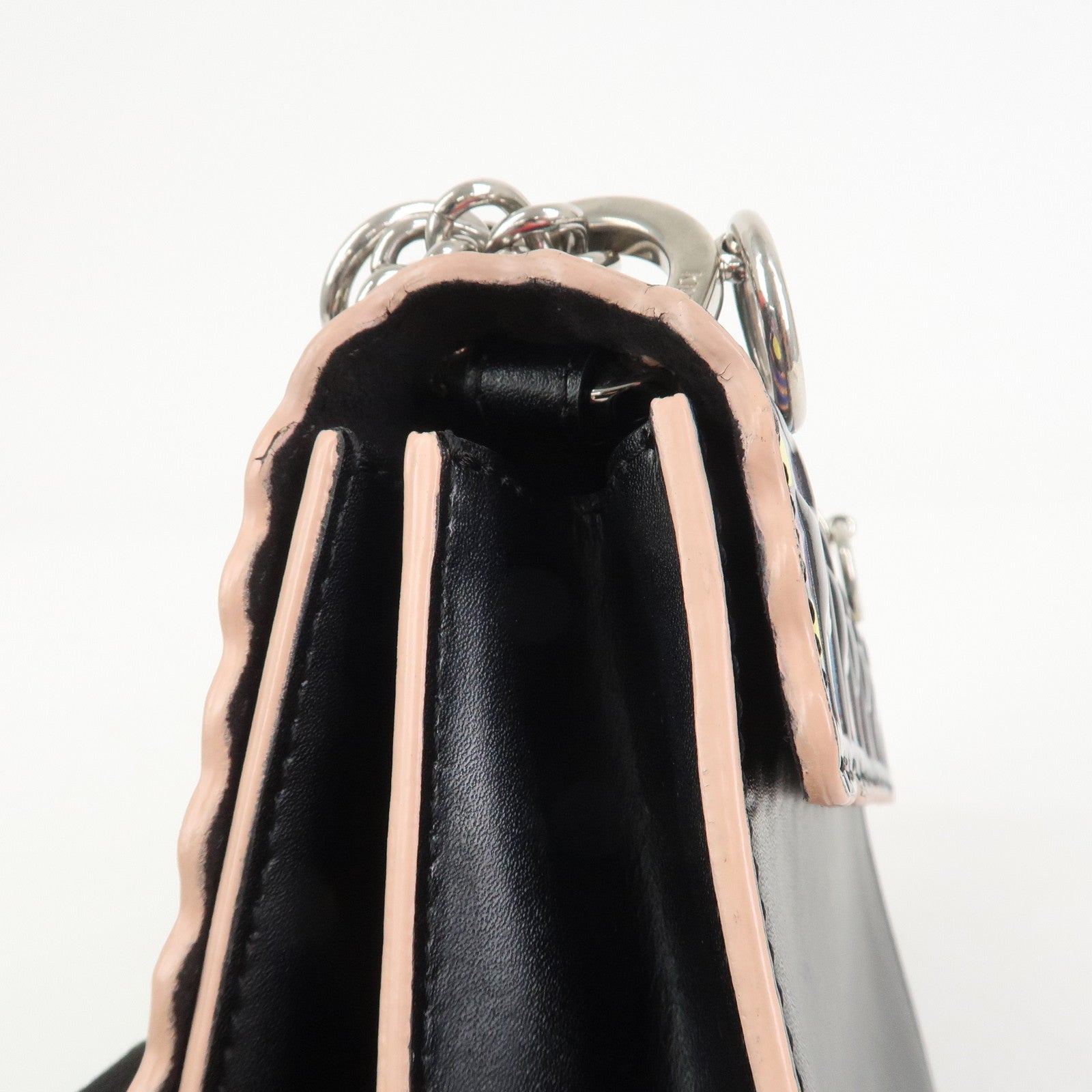 FENDI Zucca Leather Mini Kan I Chain Shoulder Bag Multicolor 8M0381