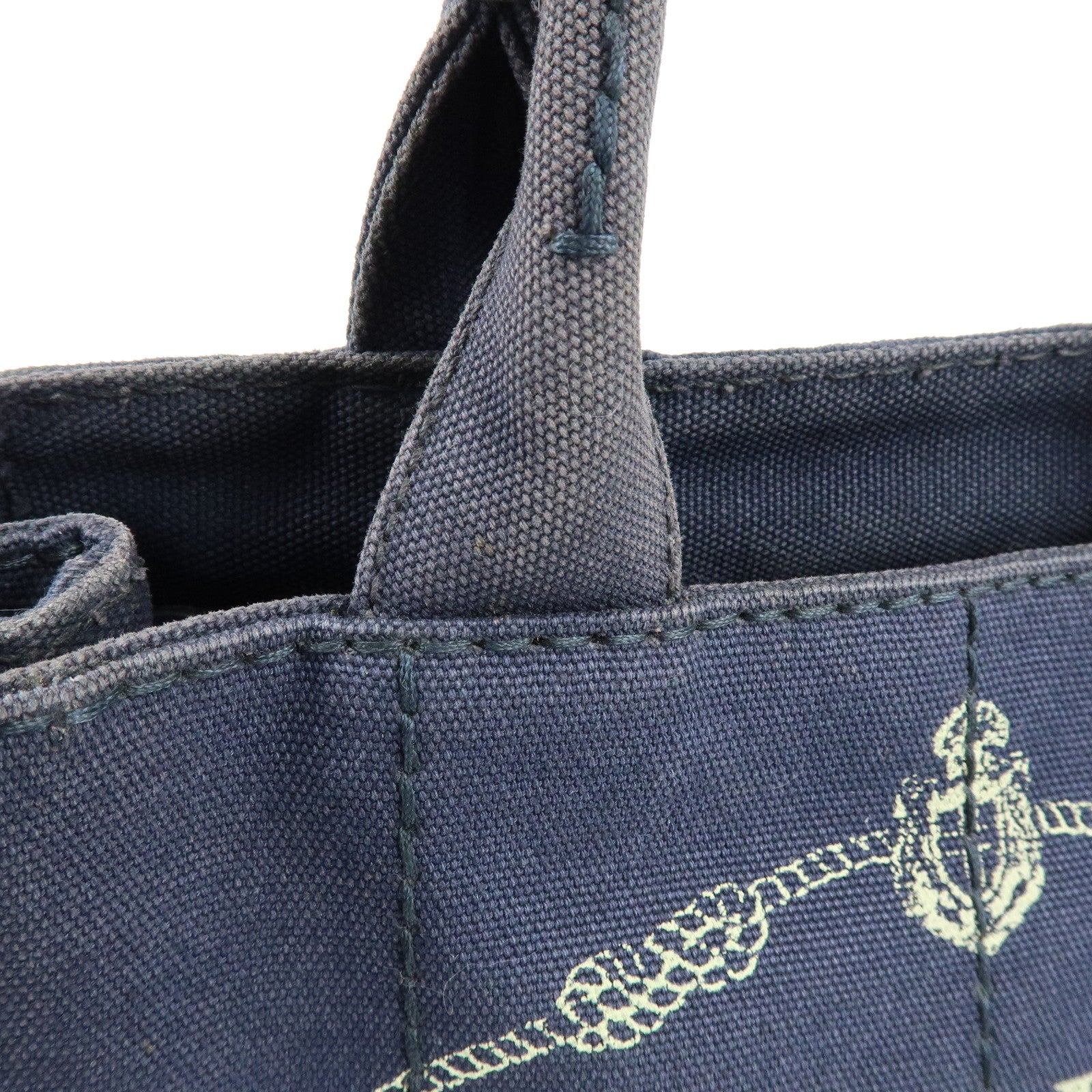 PRADA Canapa Mini Canvas 2Way Bag Hand Bag Navy 1BG439