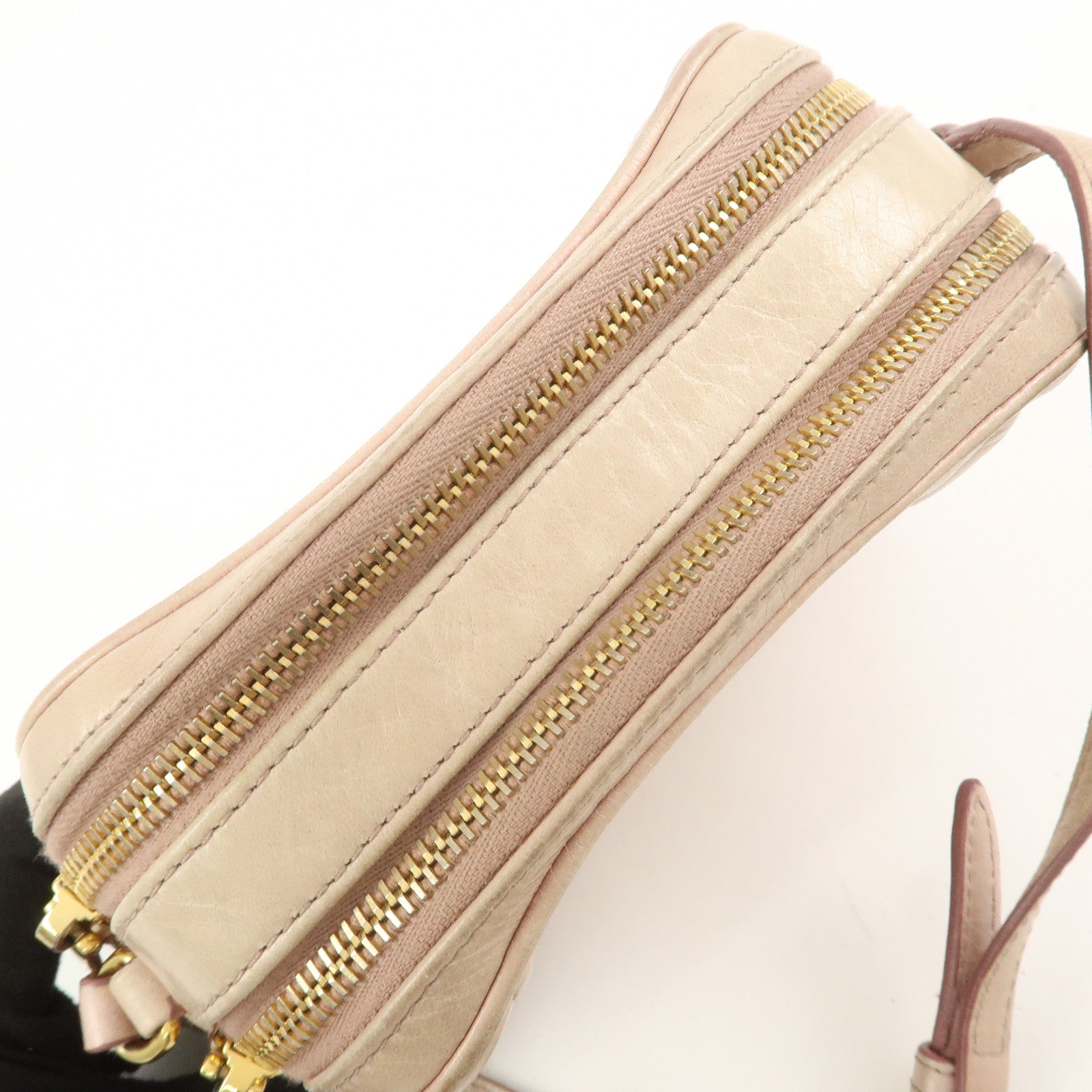 MIU MIU Leather Shoulder Bag Crossbody Bag Light Pink 5BH543