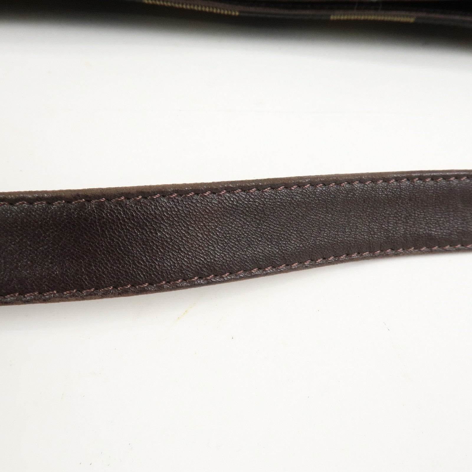 FENDI Pequin Logo Canvas Leather Shoulder Bag Hand Bag Brown 26652