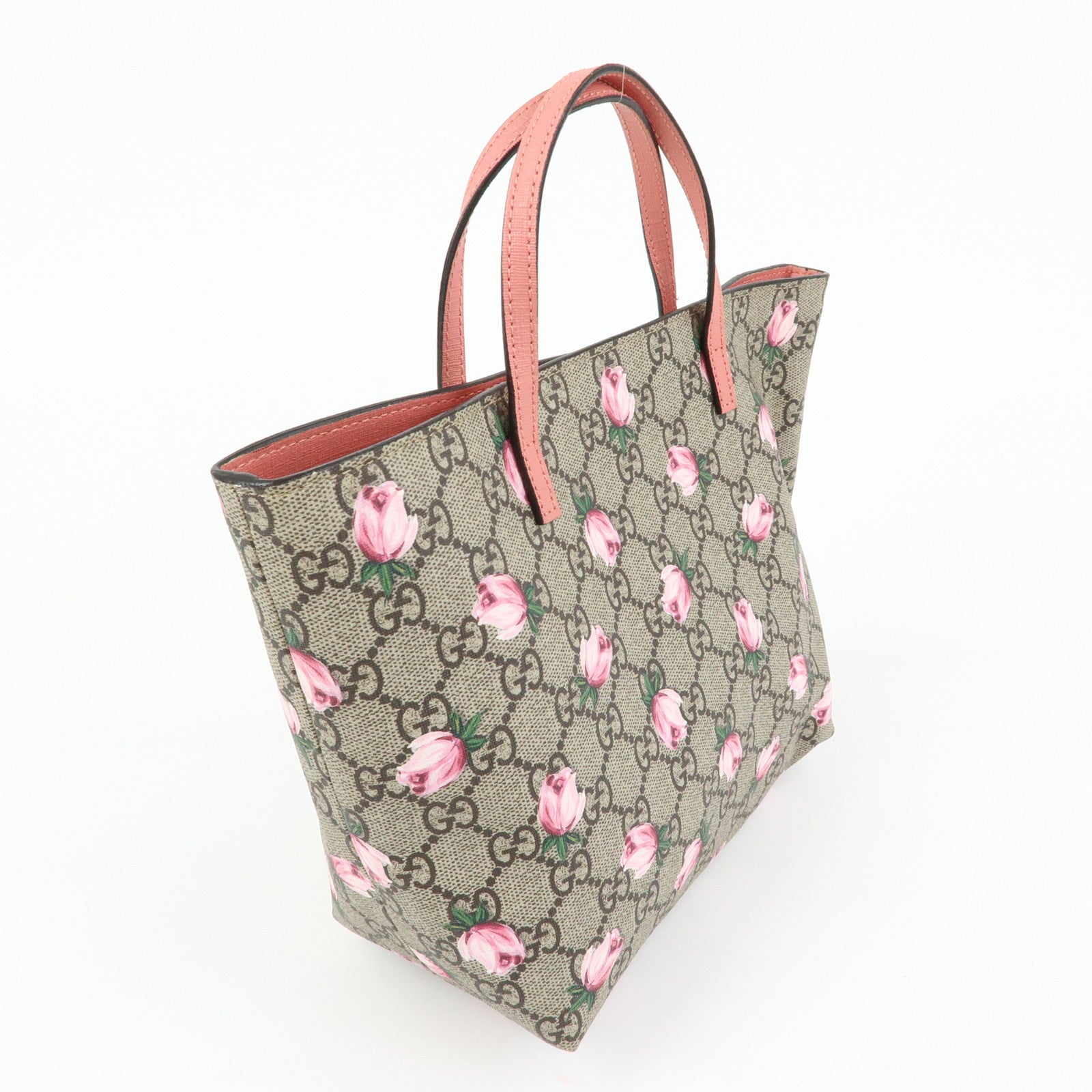 GUCCI Children's GG Supreme Leather Tote Bag Rose Beige Pink 410812
