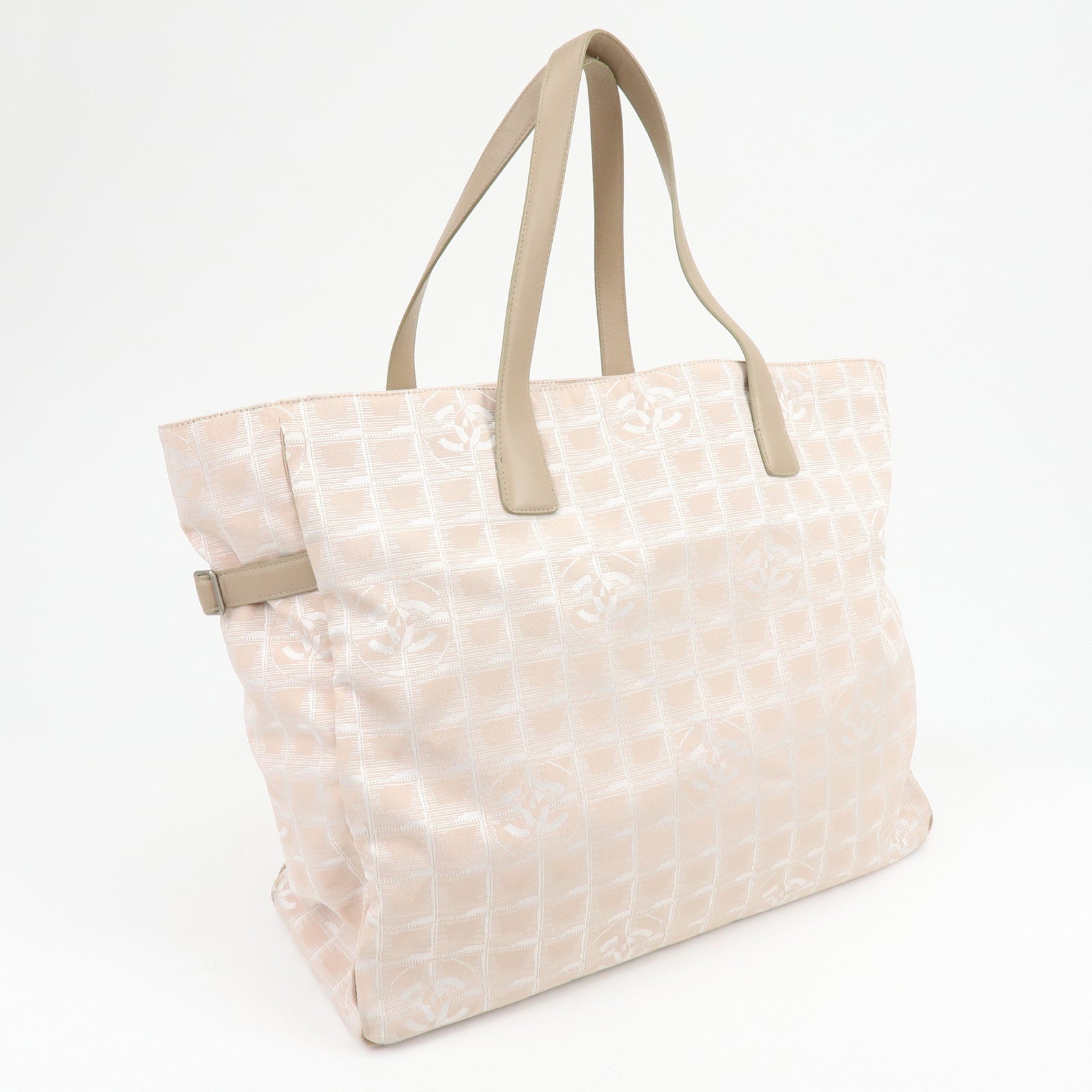 CHANEL New Travel Line Nylon Jacquard Leather Tote Bag TGM A15826