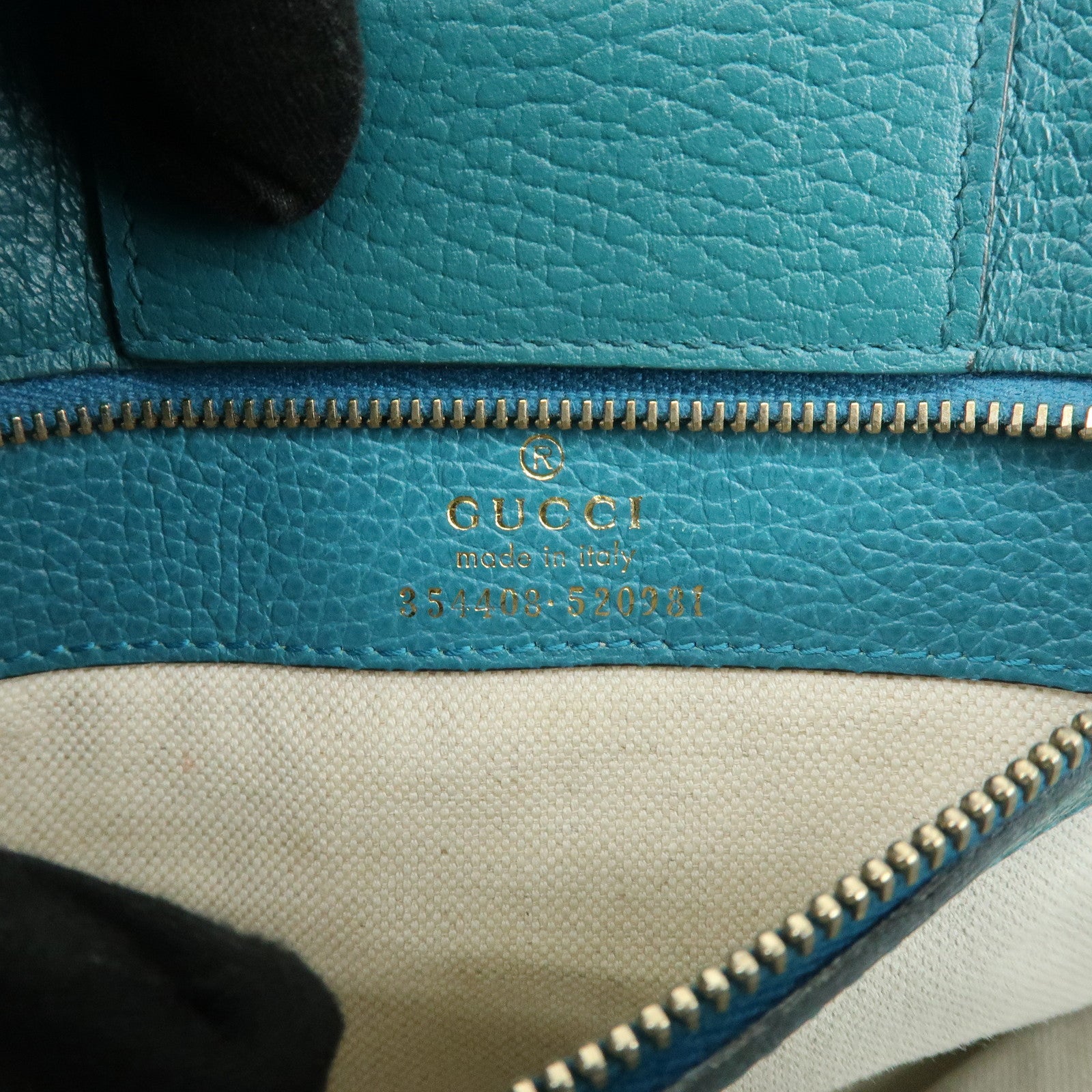 GUCCI Swing Interlocking G Calf Leather Tote Hand Bag Navy 354408