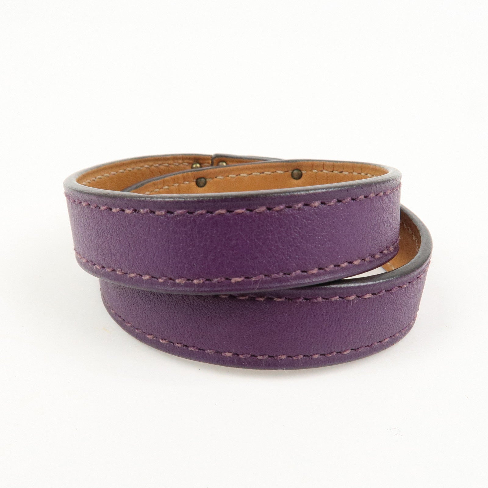 HERMES Leather Mini Kelly Double Tour Bracelet Q Stamped Purple