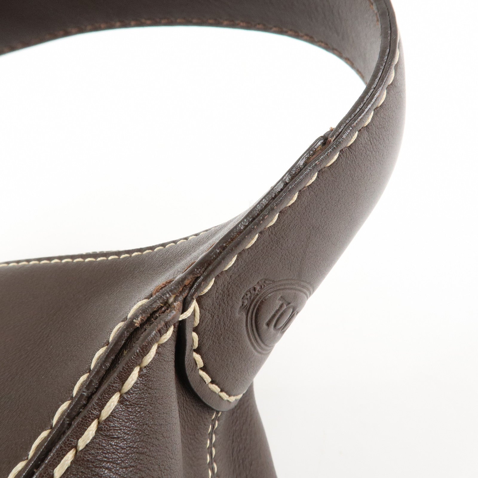 TOD'S Leather Shoulder Bag Hand Bag Brown Used